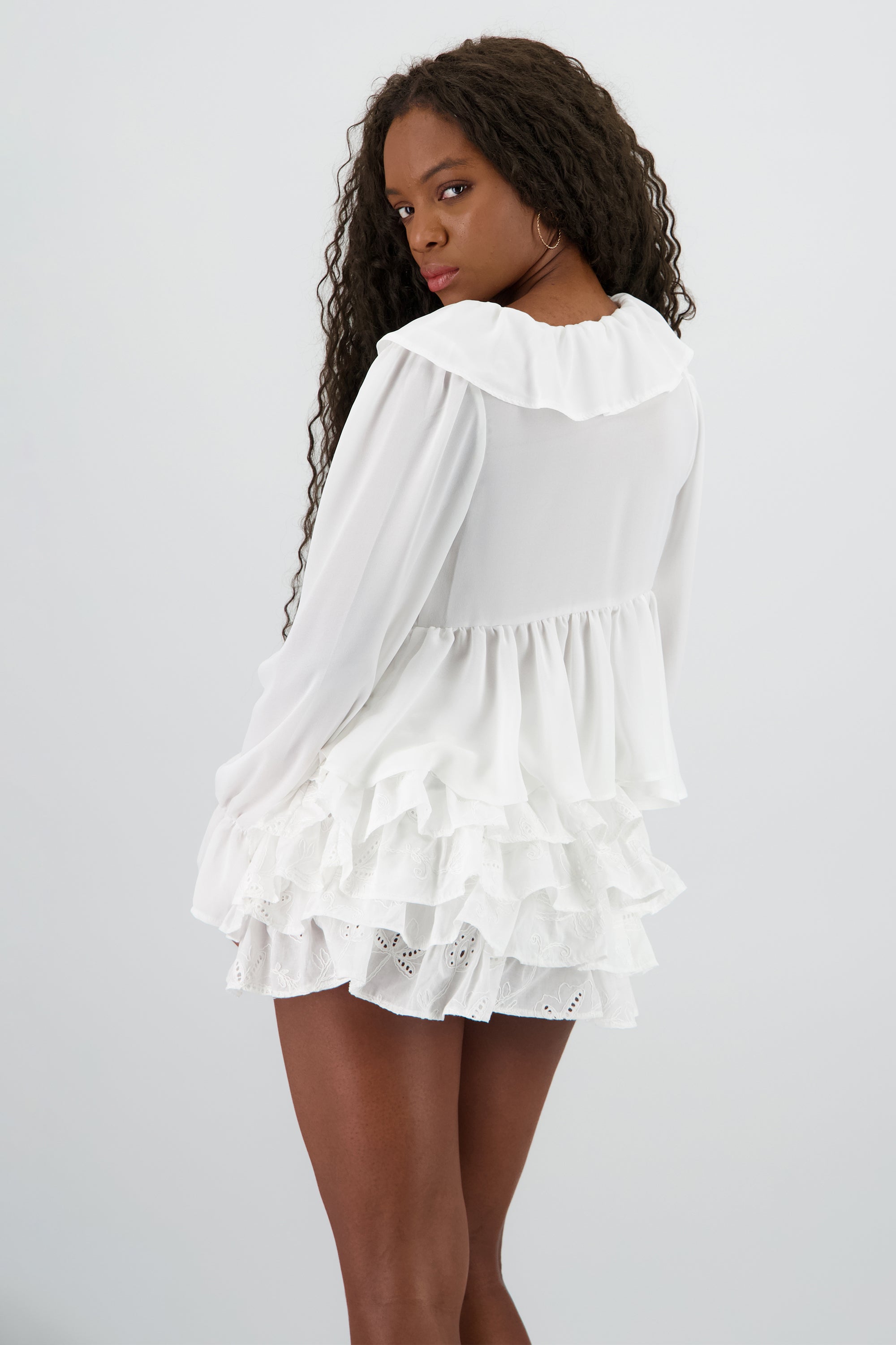 Camisa volantes fluida BLANCO
