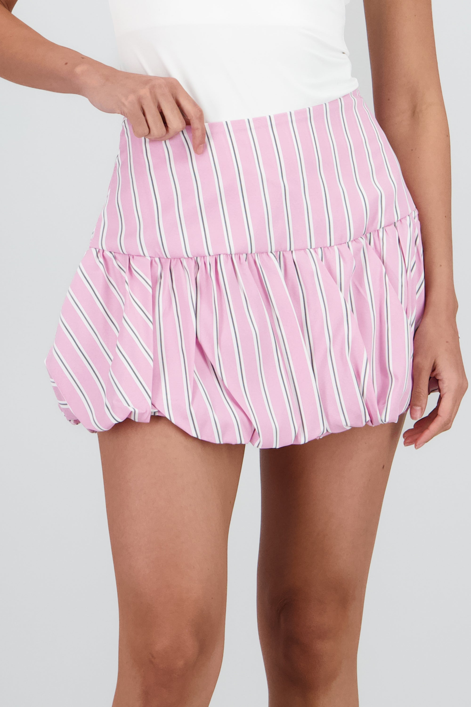 Mini falda burbuja detalle rayas ROSA COMBO