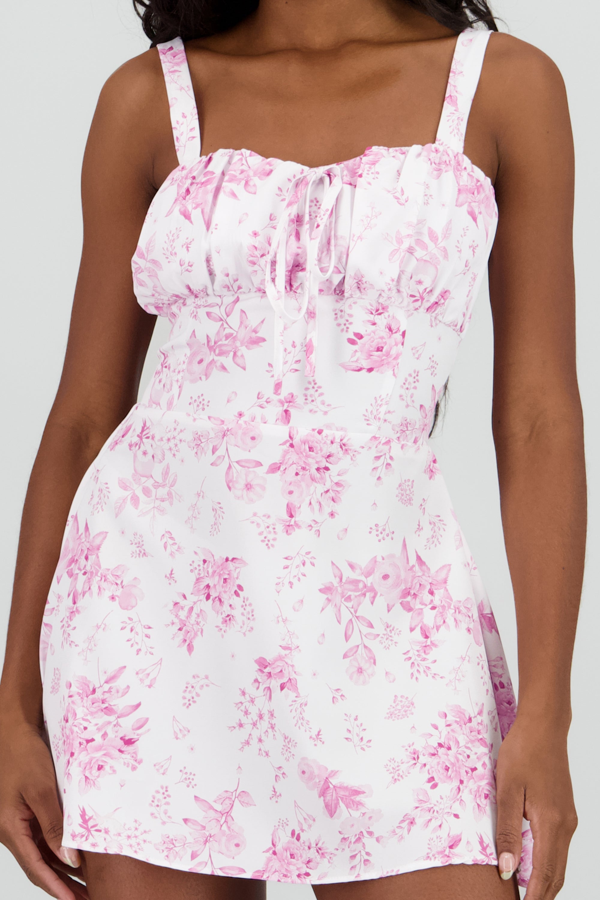 Vestido corset detalle flores ROSA PASTEL