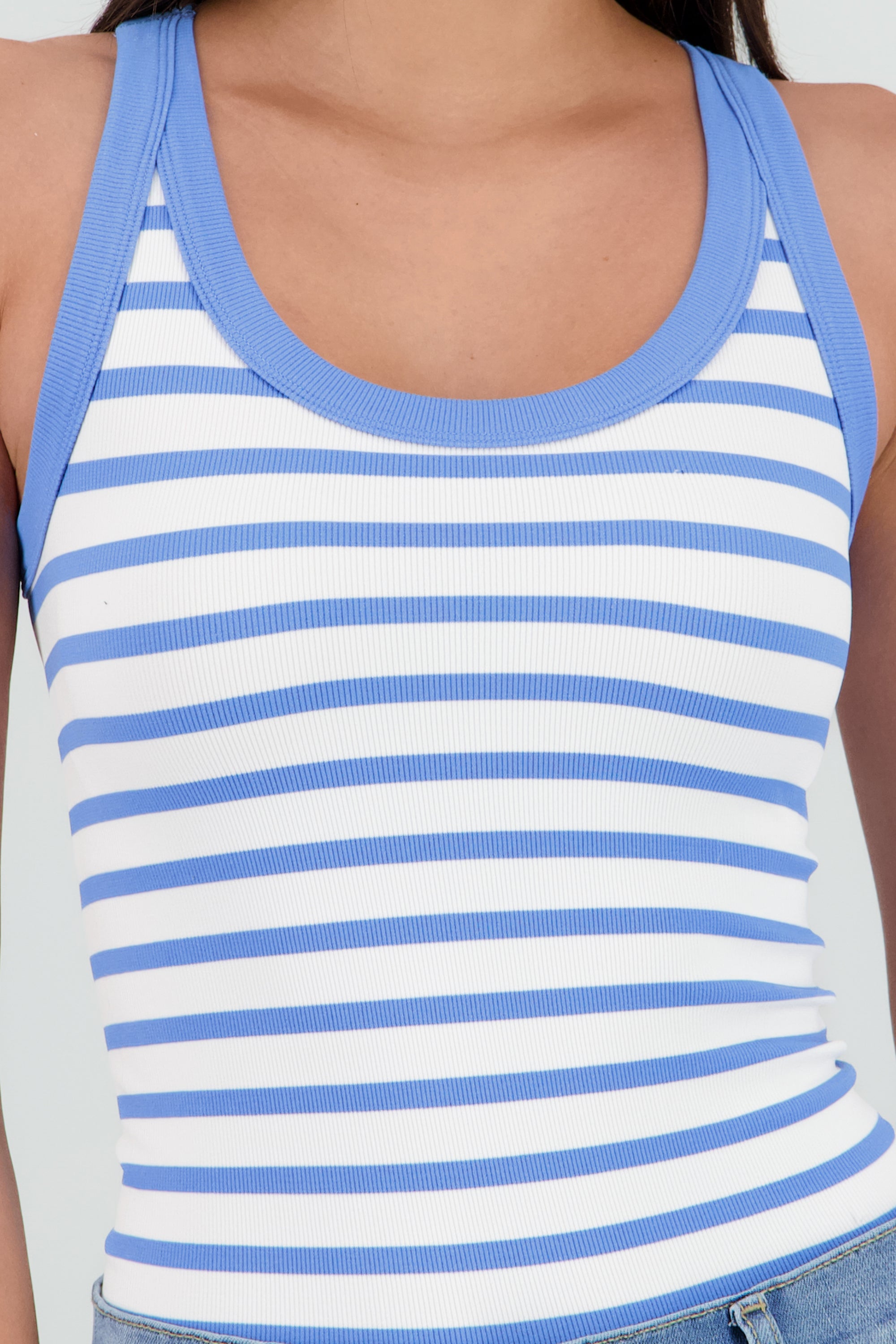 Top sin mangas rayas seamless AZUL COMBO