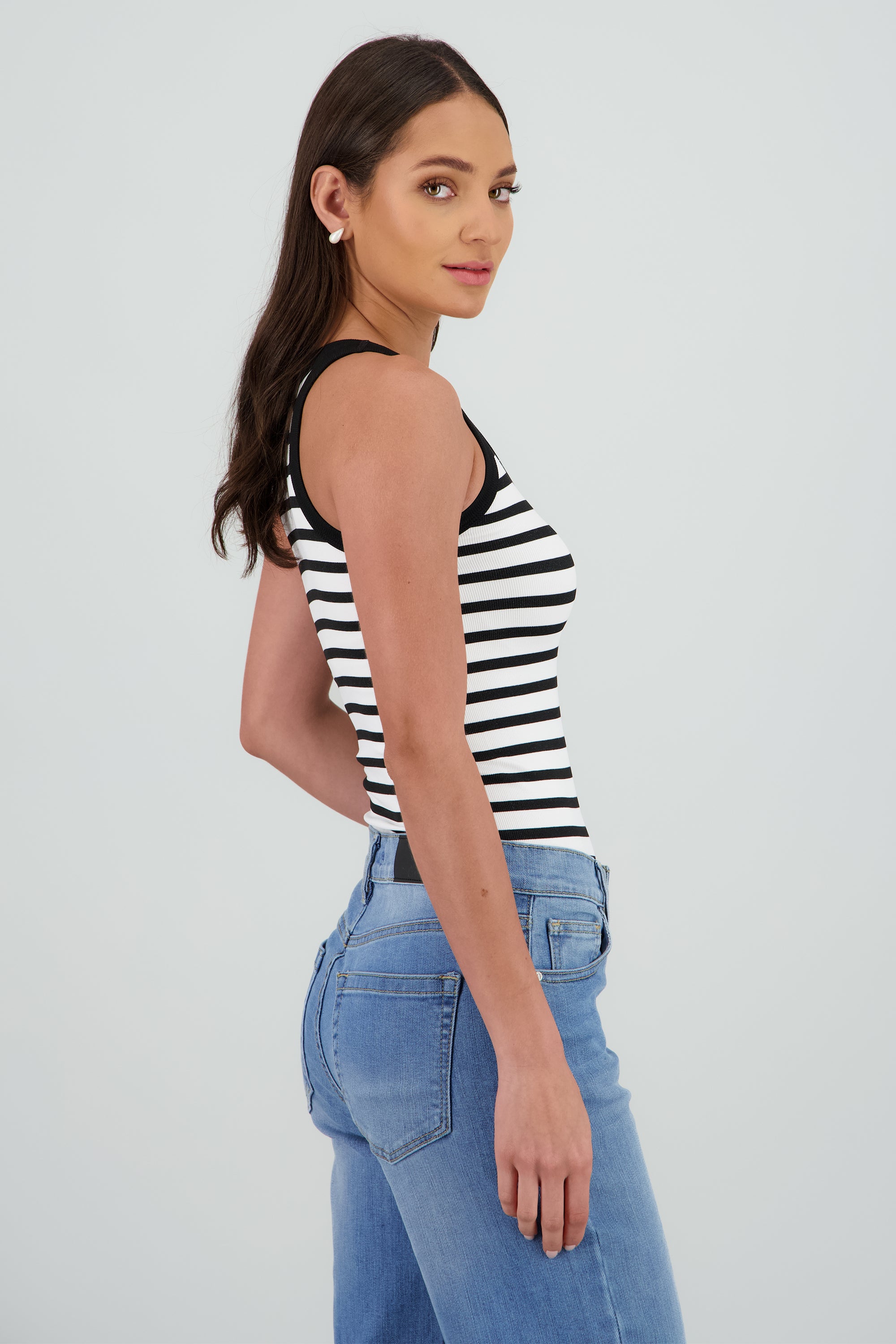 Top sin mangas rayas seamless NEGRO COMBO