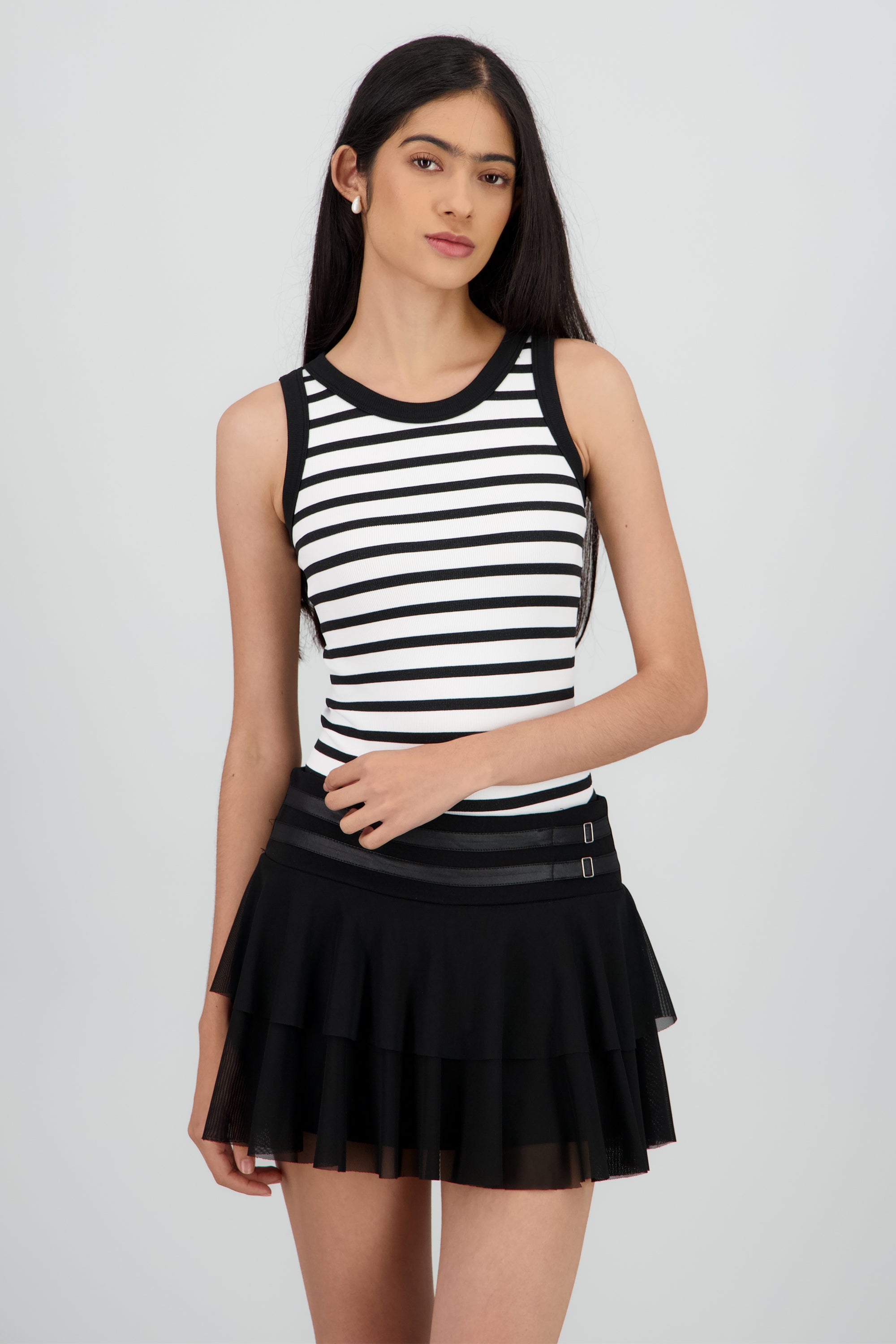 Bodysuit sin mangas rayas seamless NEGRO COMBO