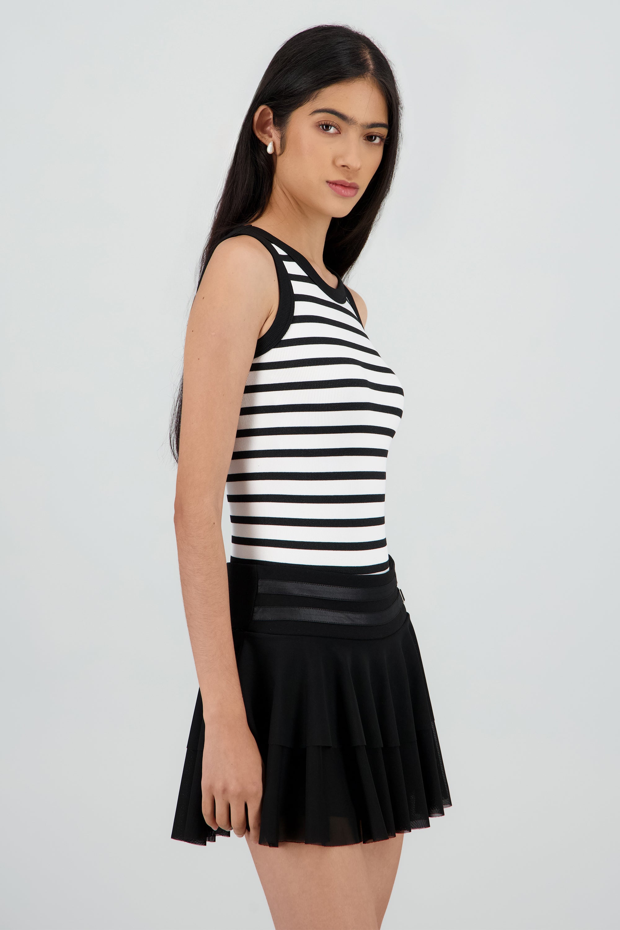 Bodysuit sin mangas rayas seamless NEGRO COMBO