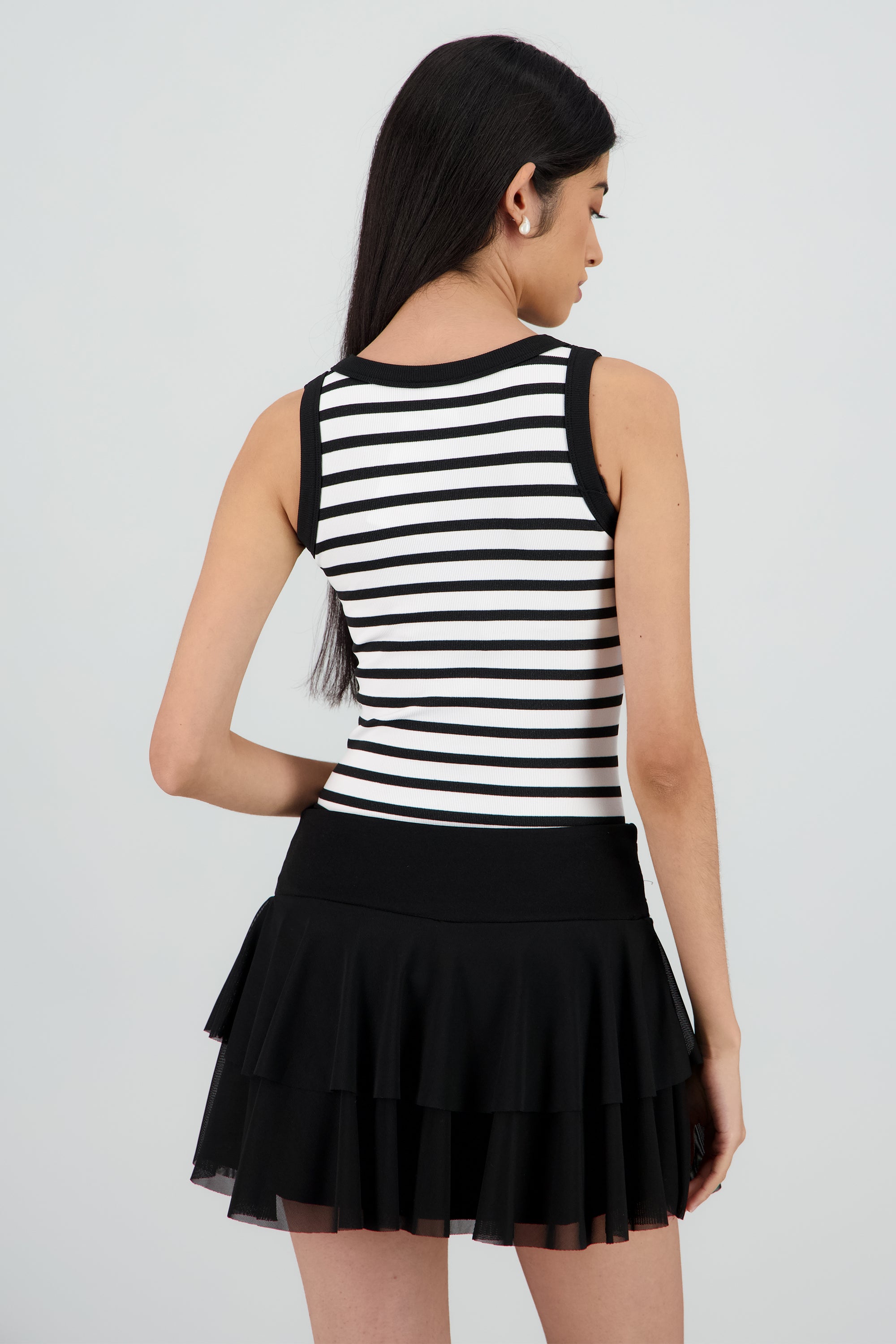 Bodysuit sin mangas rayas seamless NEGRO COMBO