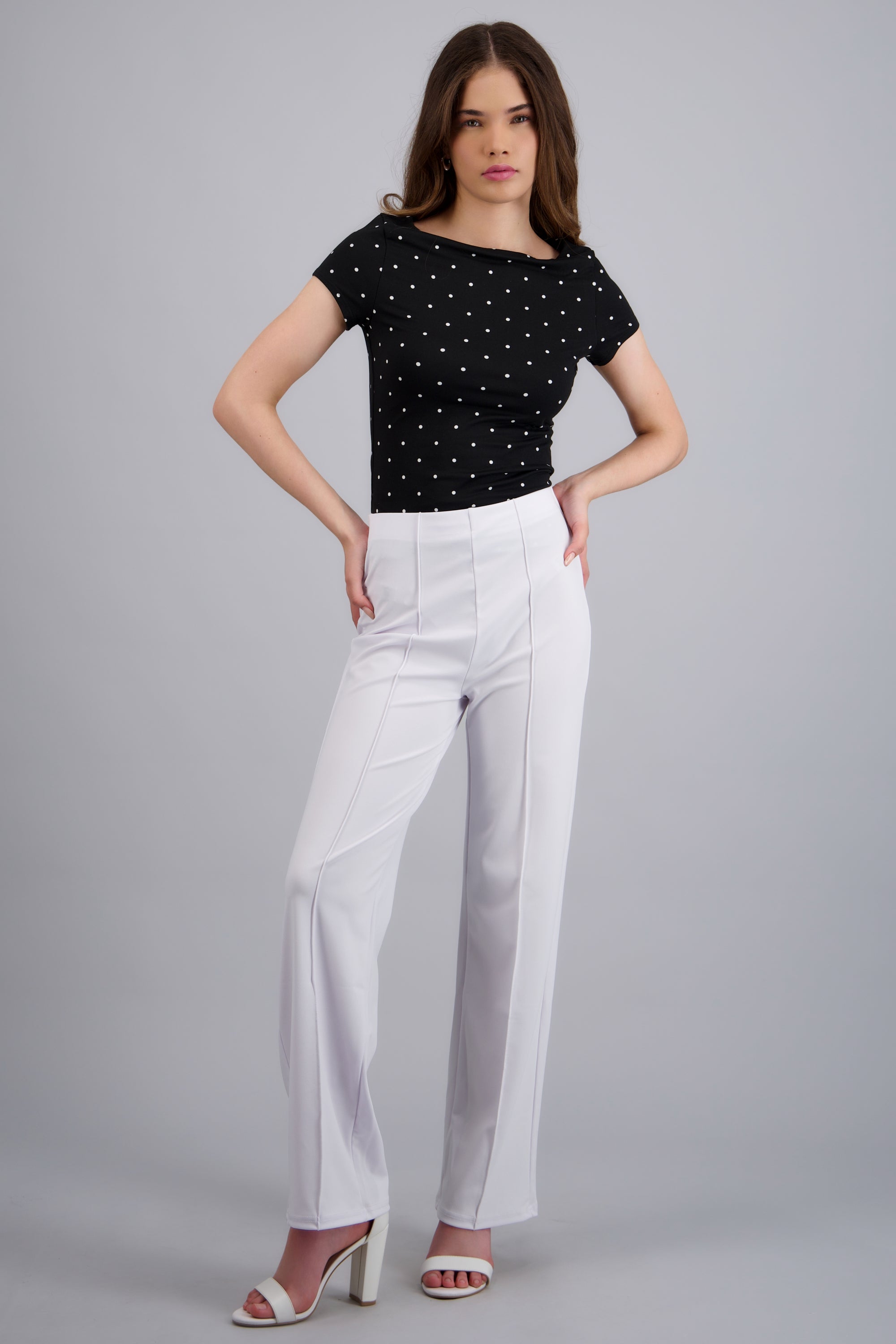 Pantalon amplio liso BLANCO