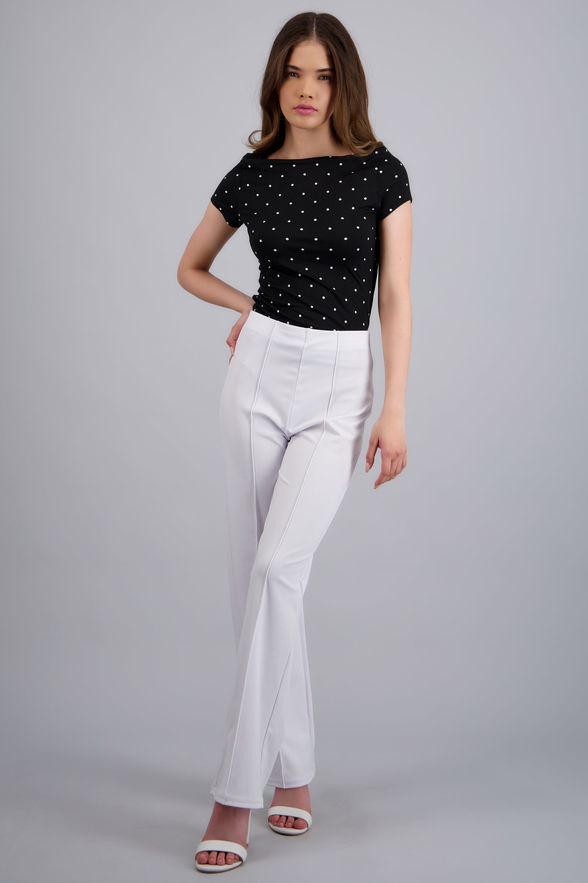Pantalon amplio liso BLANCO