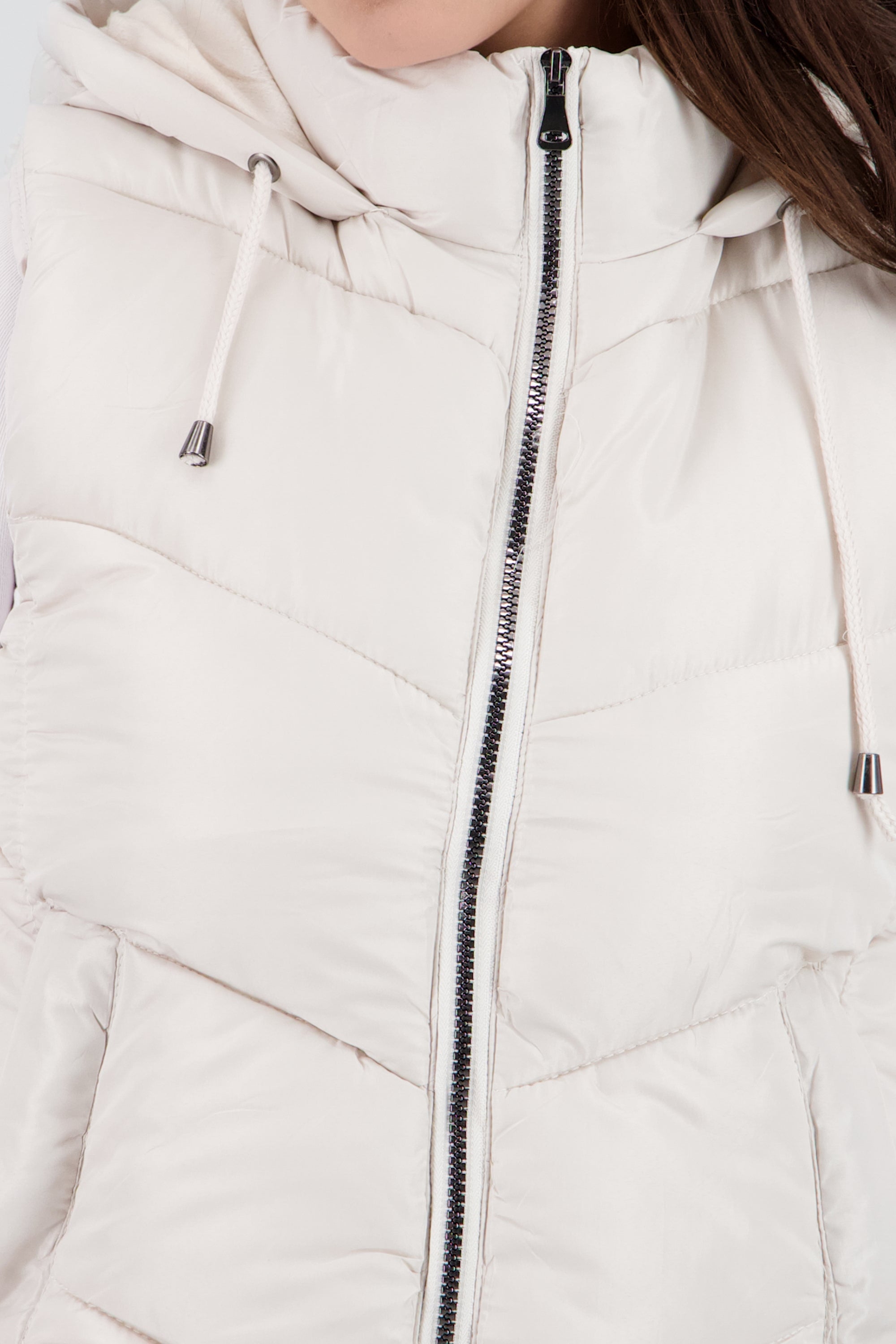 Chaleco capitonado con gorro BEIGE