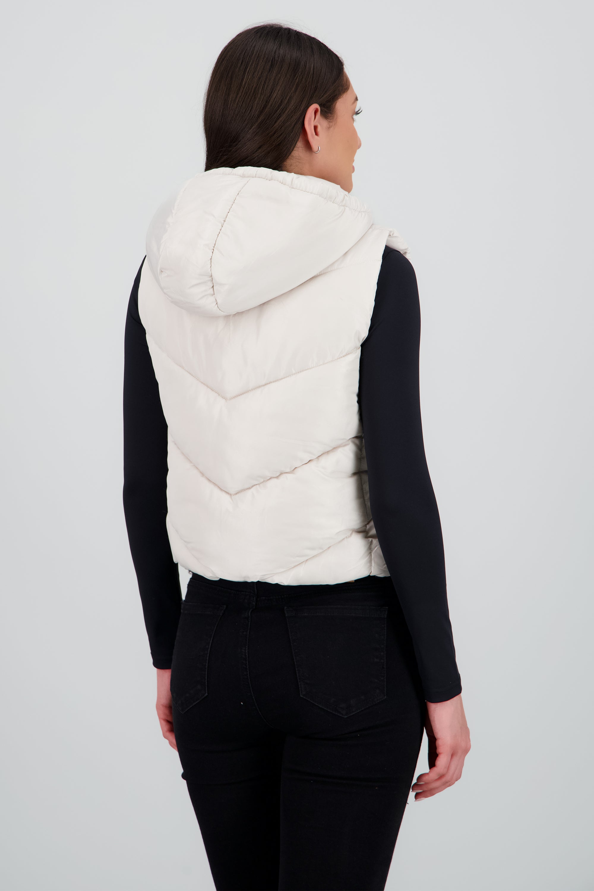 Chaleco capitonado con gorro BLANCO