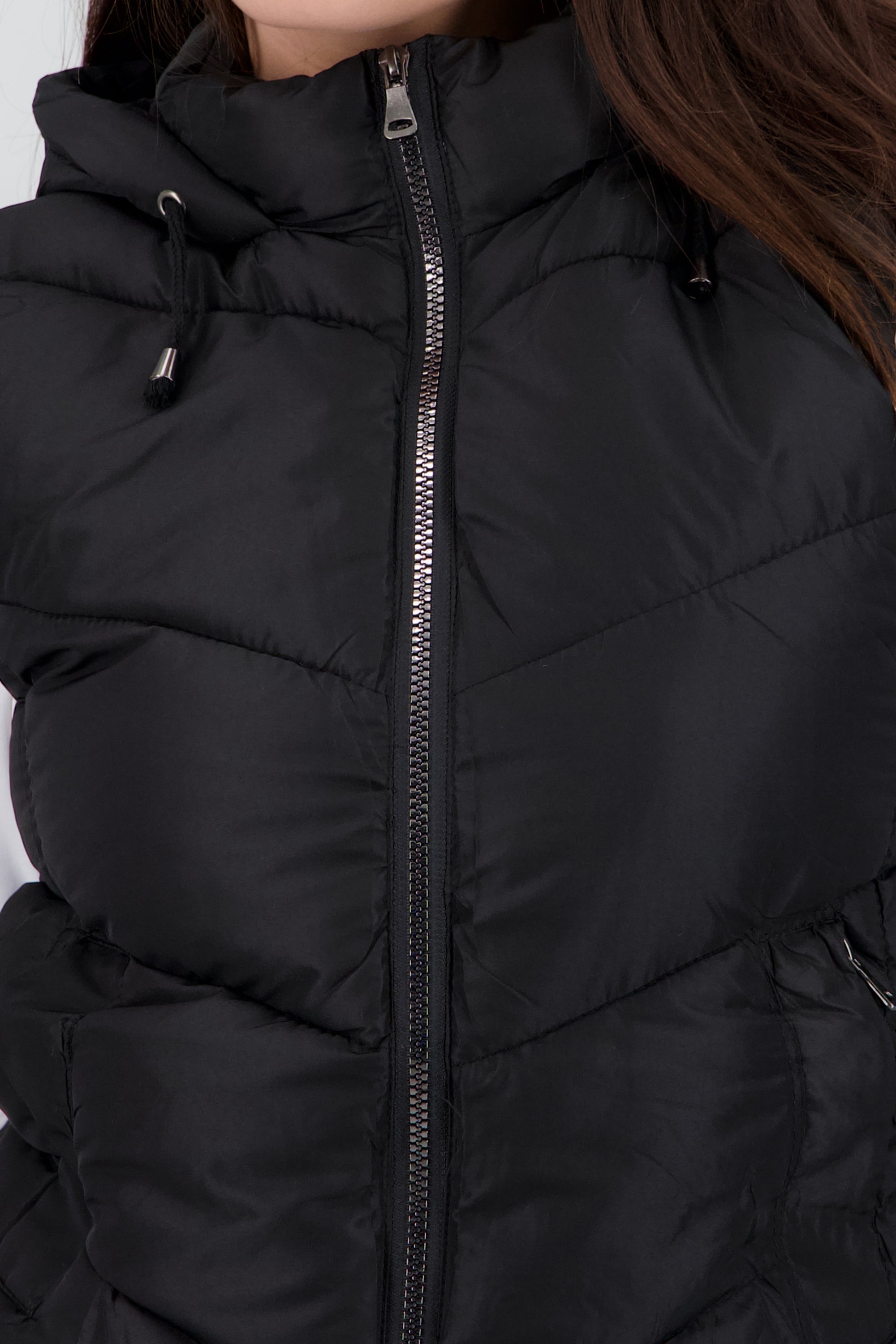 Chaleco capitonado con gorro NEGRO