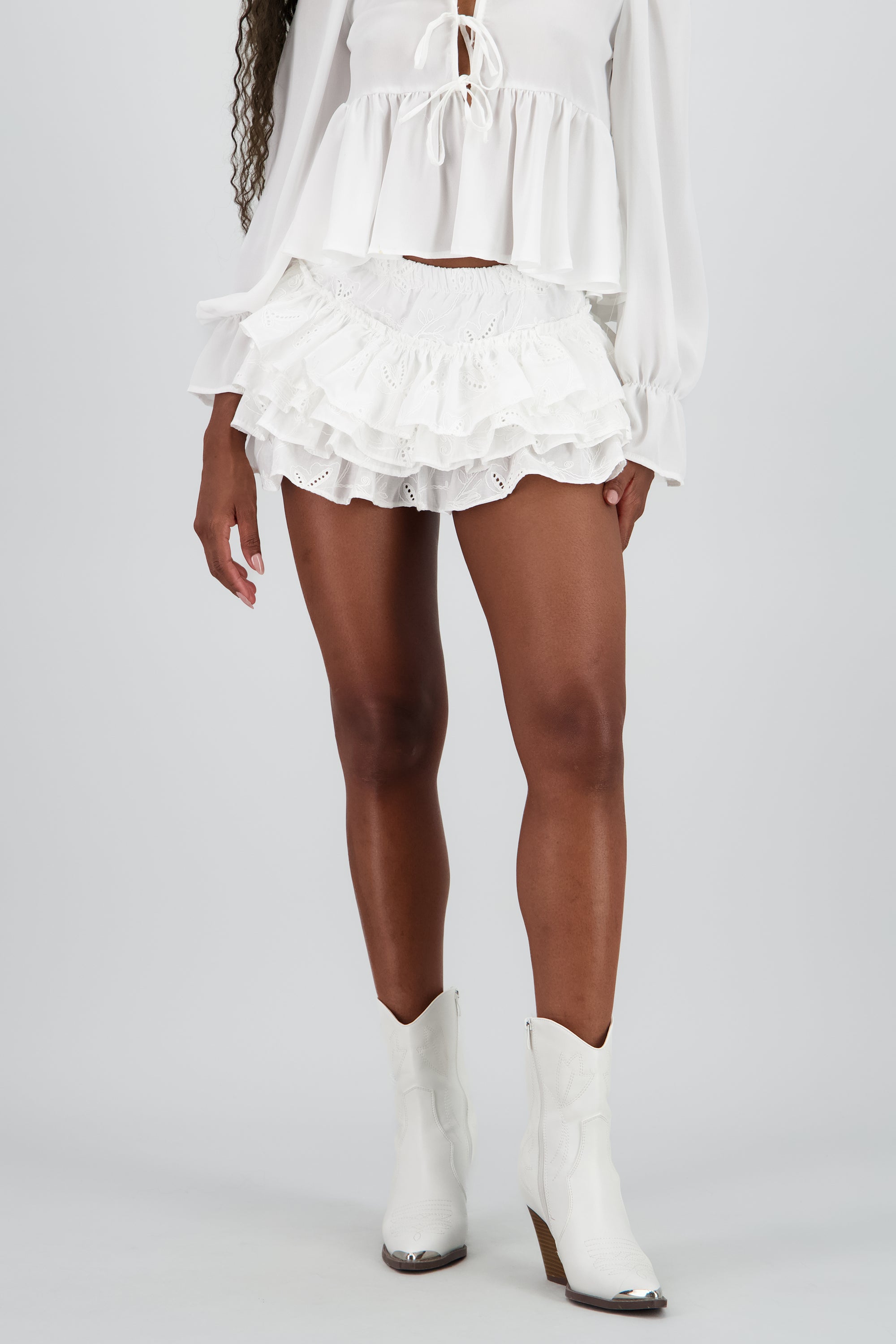 Falda mini smock BLANCO