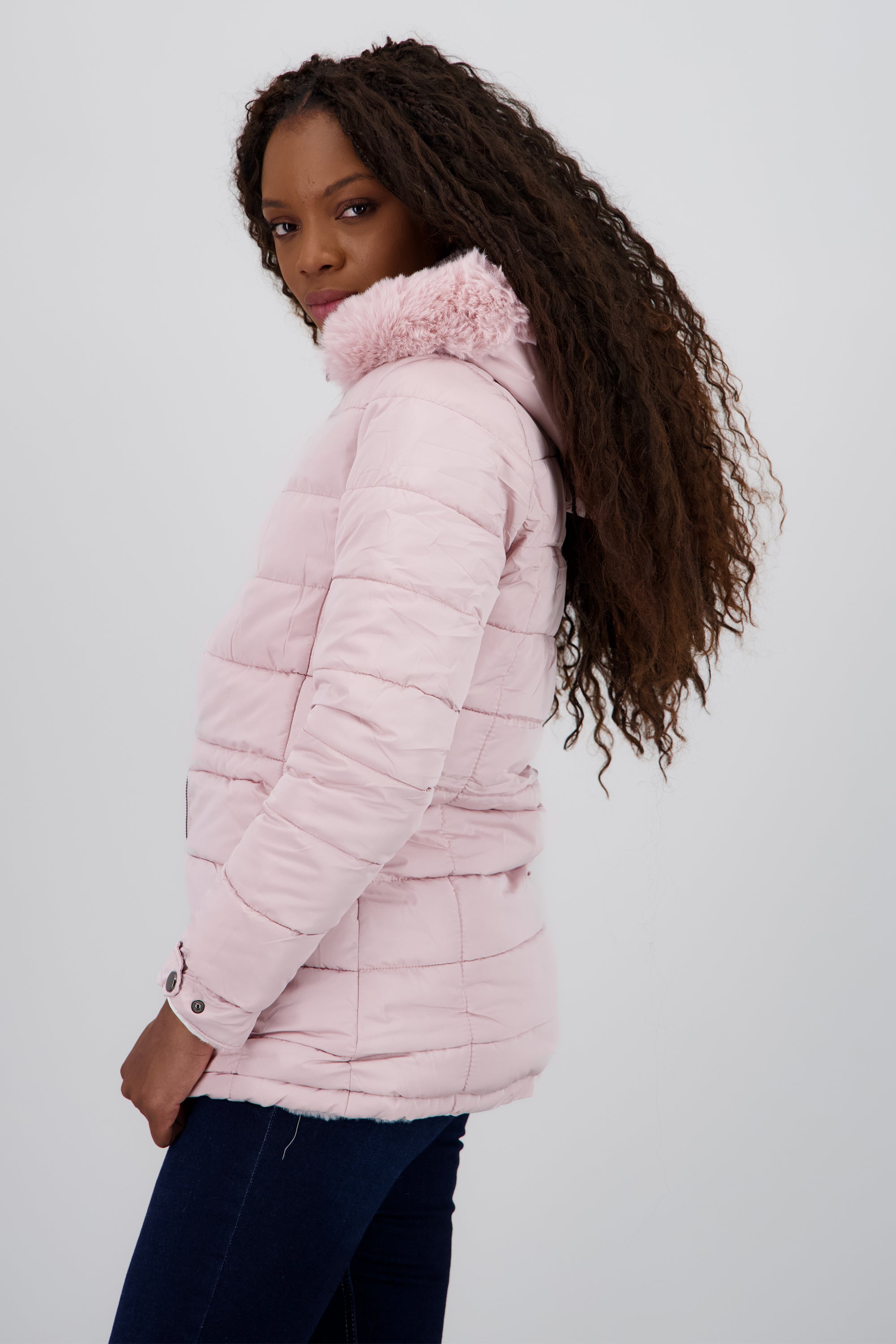 Chamarra reversible con gorro peluche PALO DE ROSA