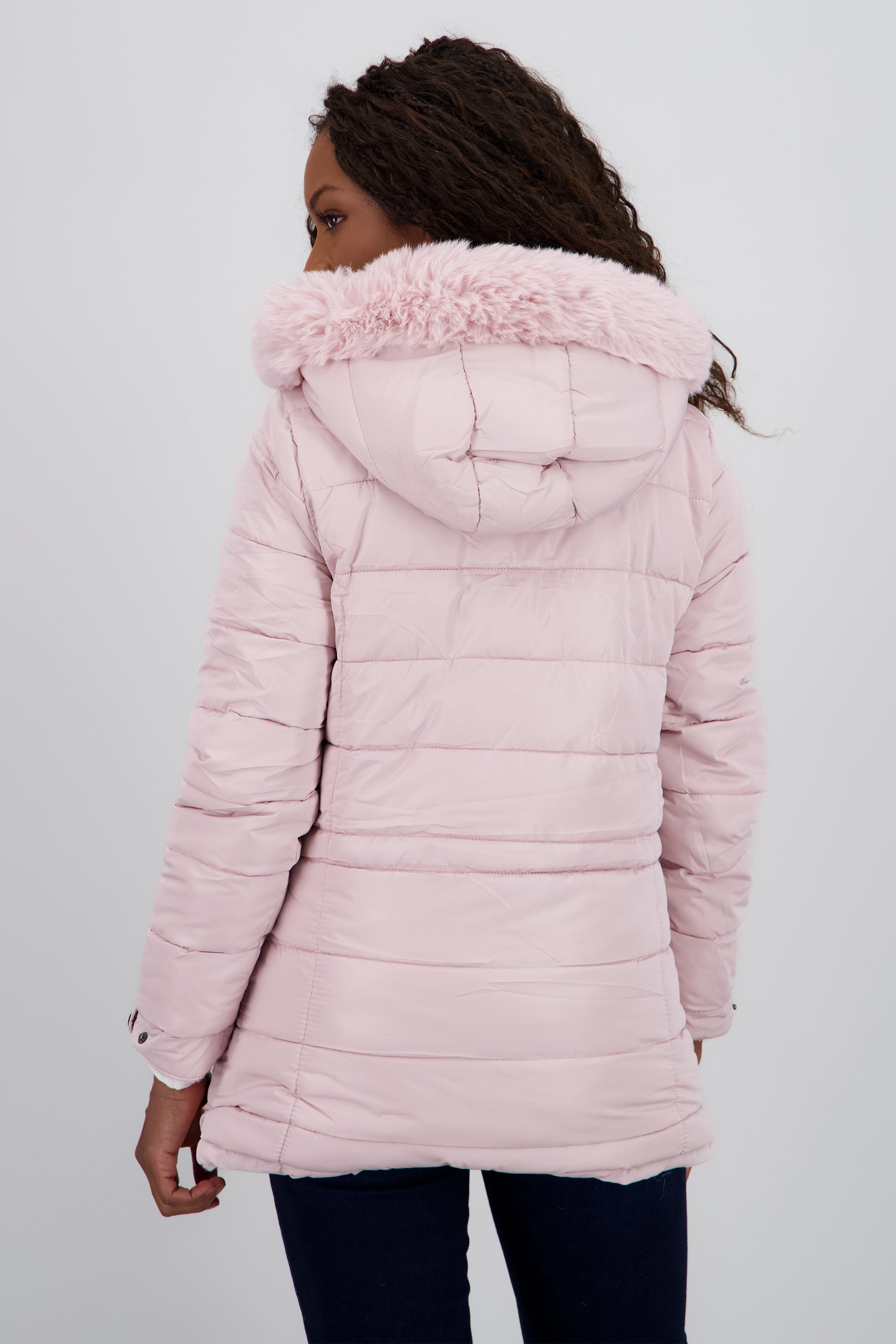 Chamarra reversible con gorro peluche PALO DE ROSA