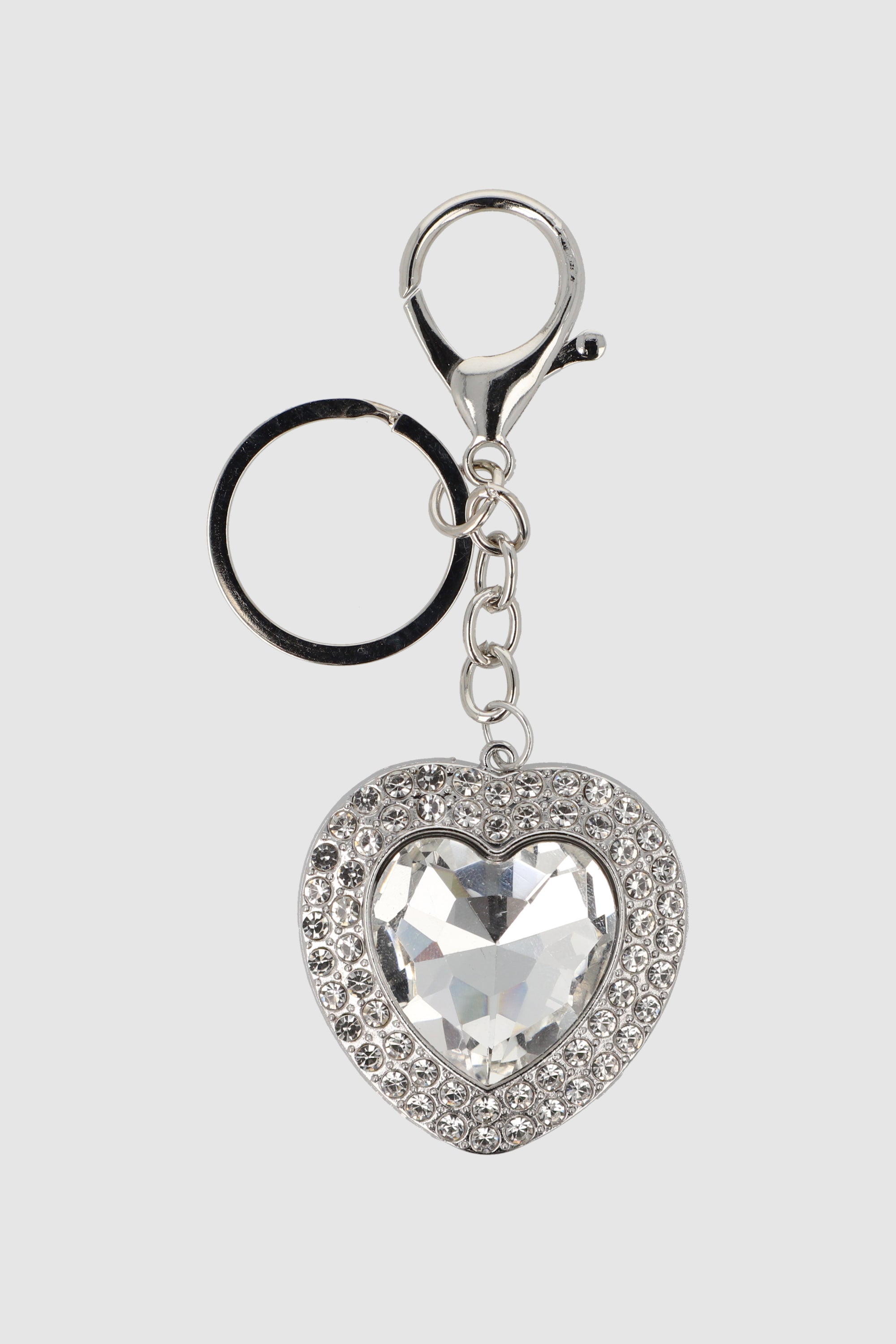 LLAVERO MAXI CORAZON CRISTAL PLATA