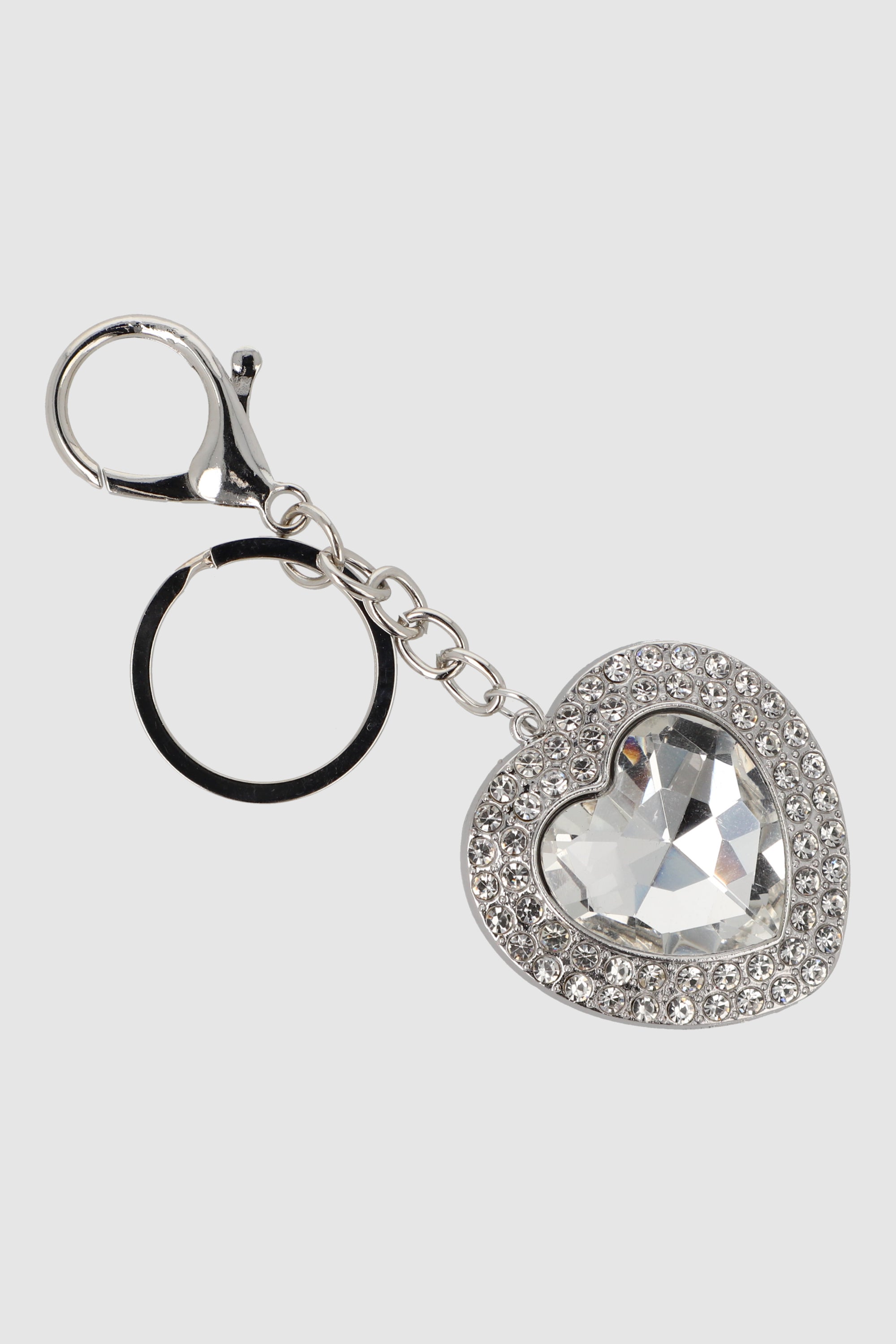 LLAVERO MAXI CORAZON CRISTAL PLATA