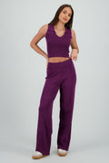 Pantalon tejido wide leg detalle costura