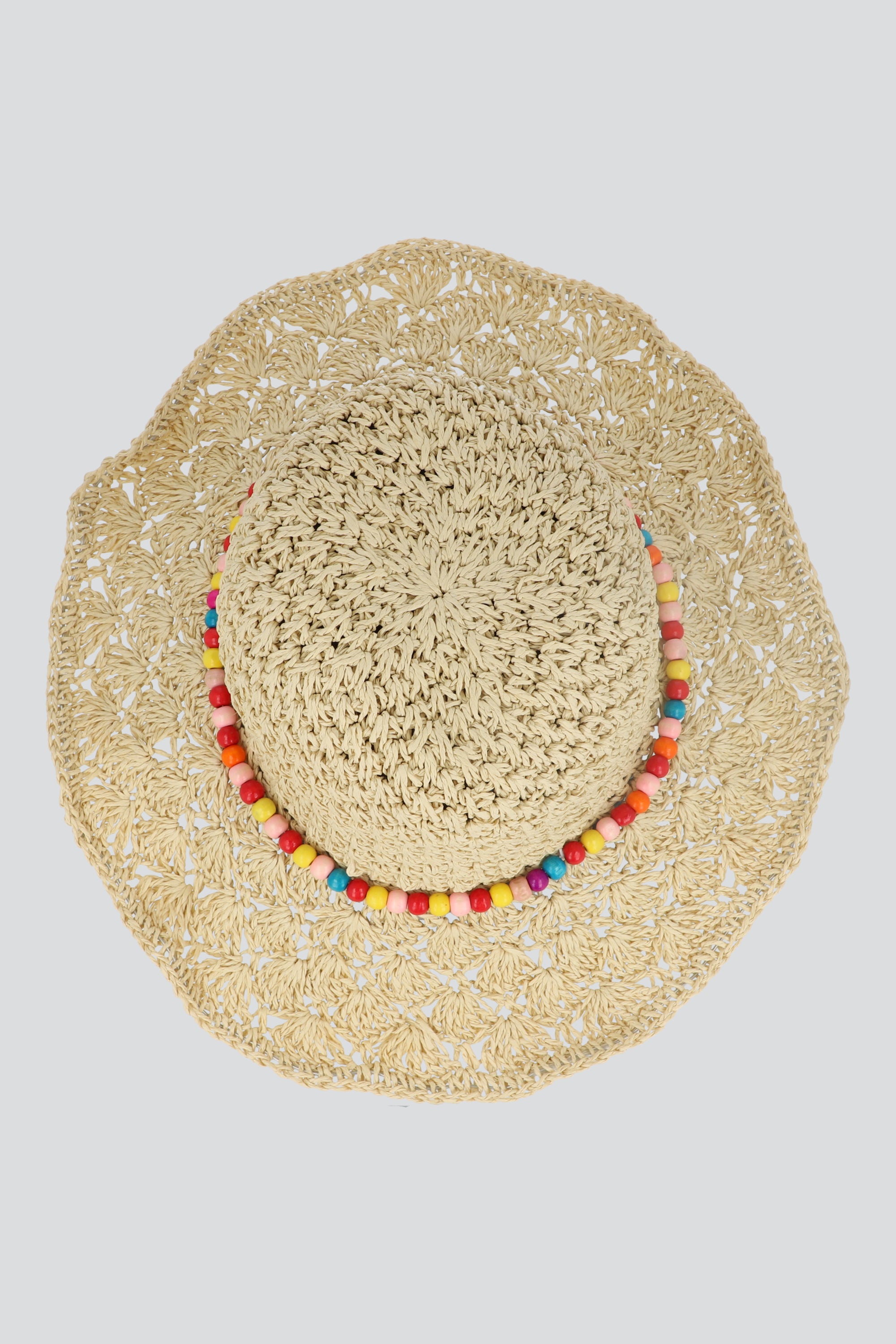 Sombrero floppy cinturon cuentas BEIGE