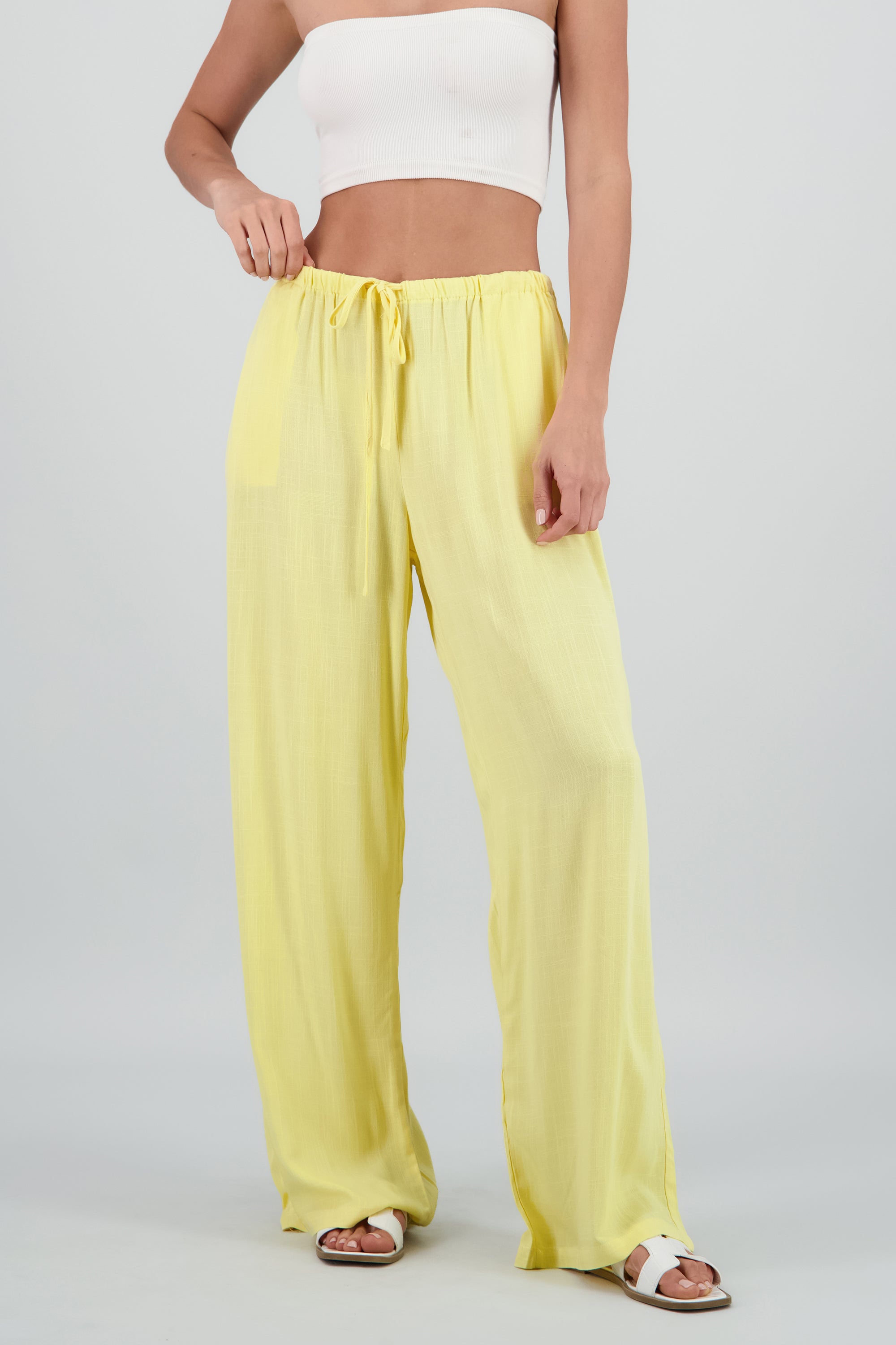 Pantalon amplio con jareta AMARILLO PASTEL