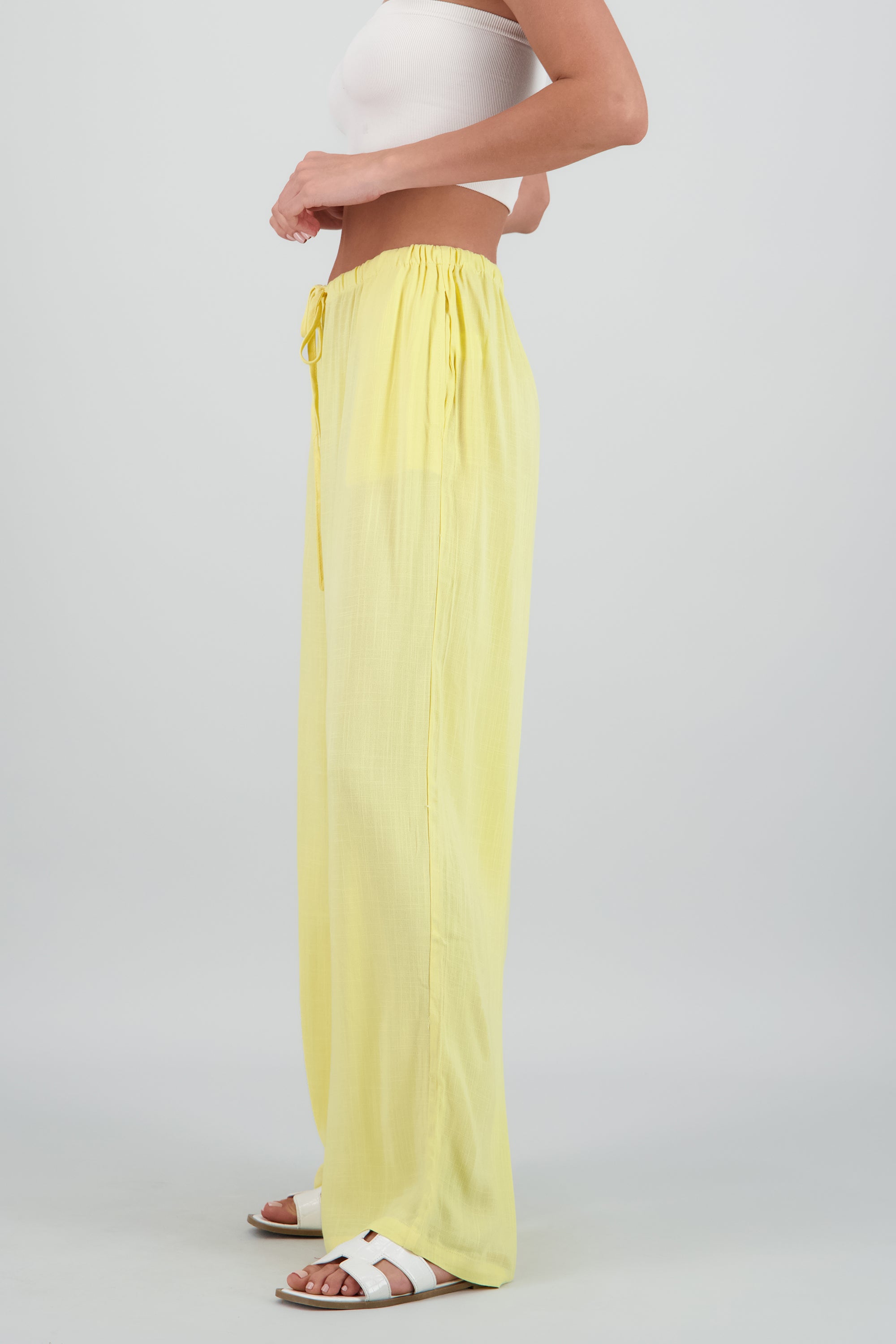 Pantalon amplio con jareta AMARILLO PASTEL