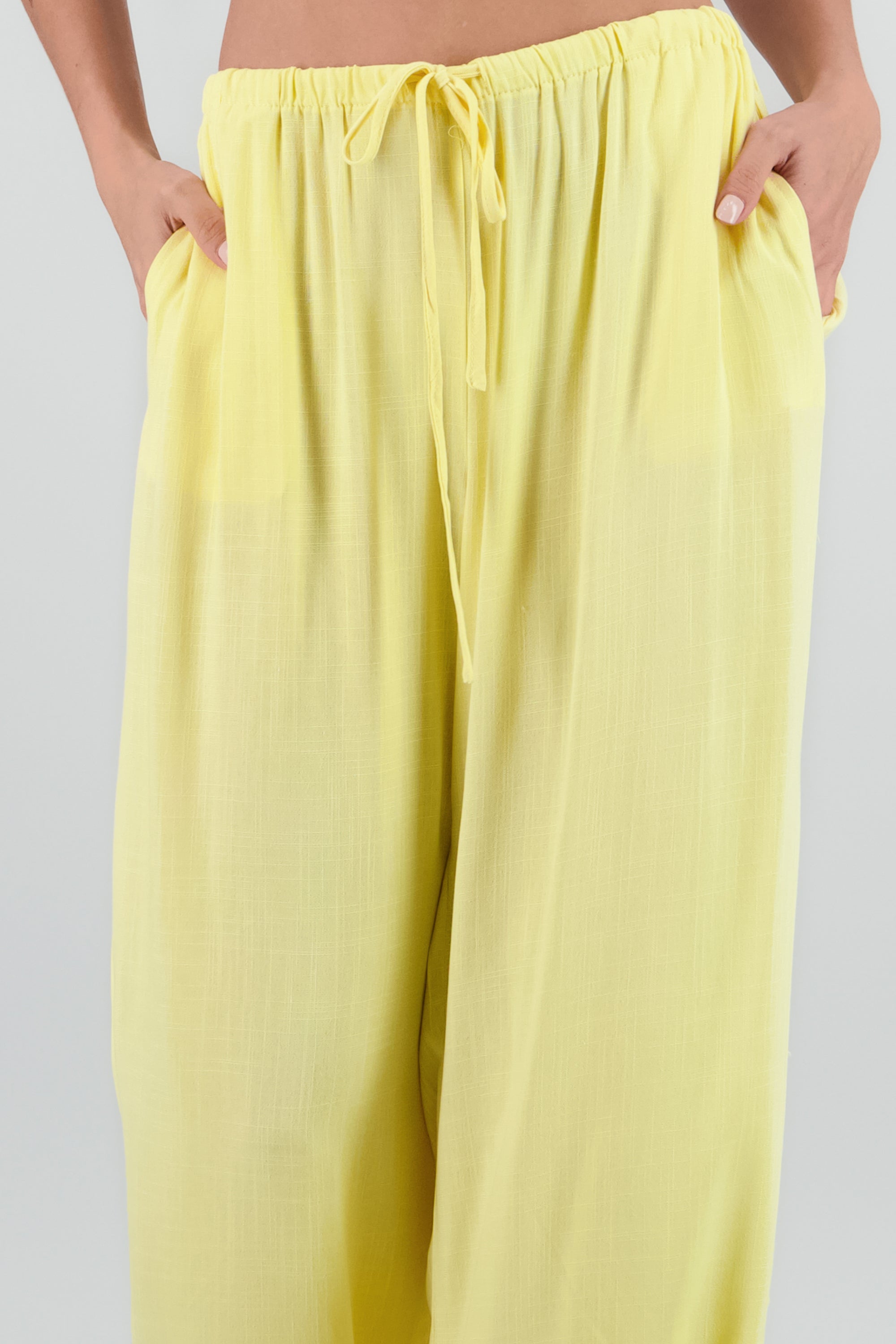 Pantalon amplio con jareta AMARILLO PASTEL