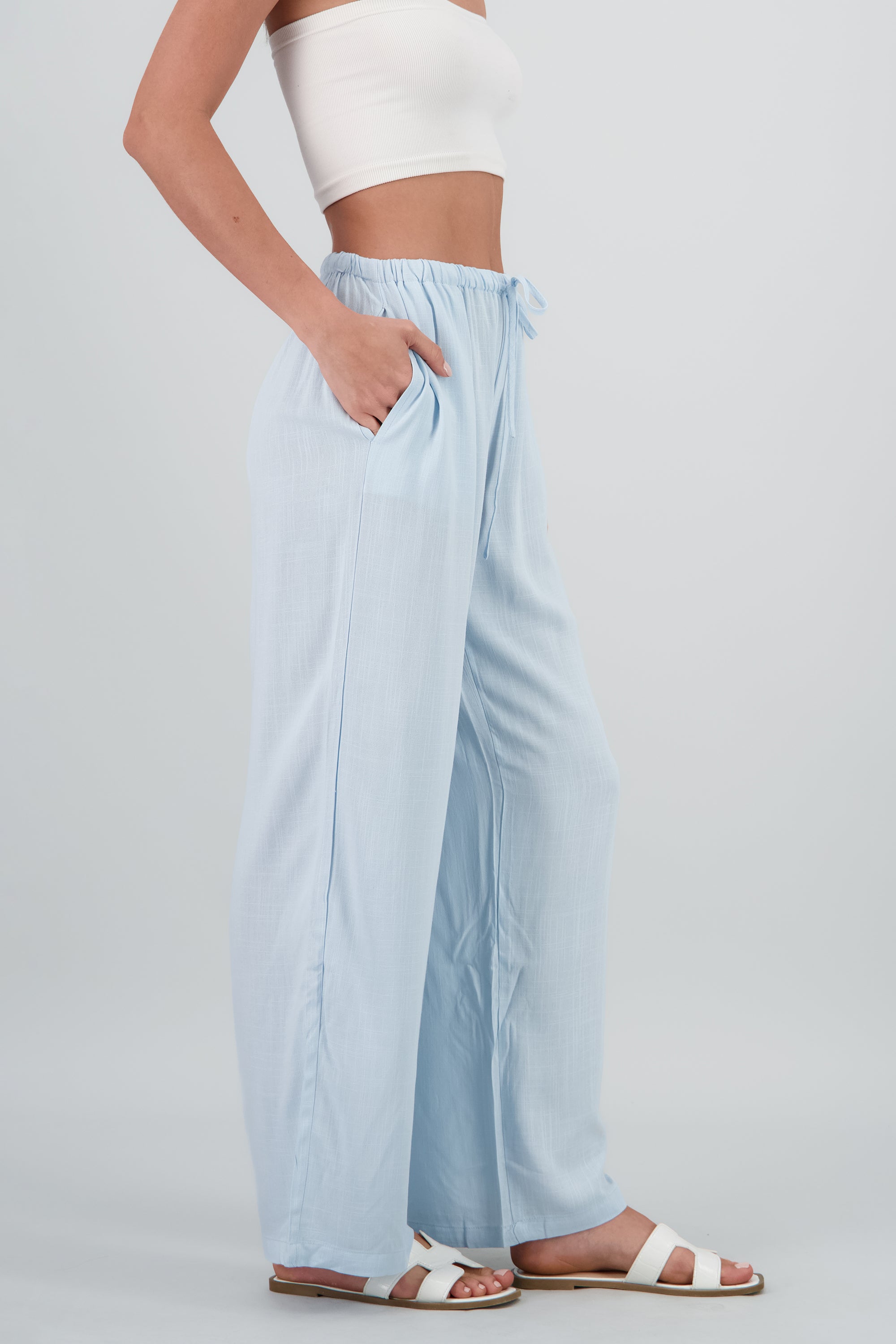 Pantalon amplio con jareta AZUL PASTEL