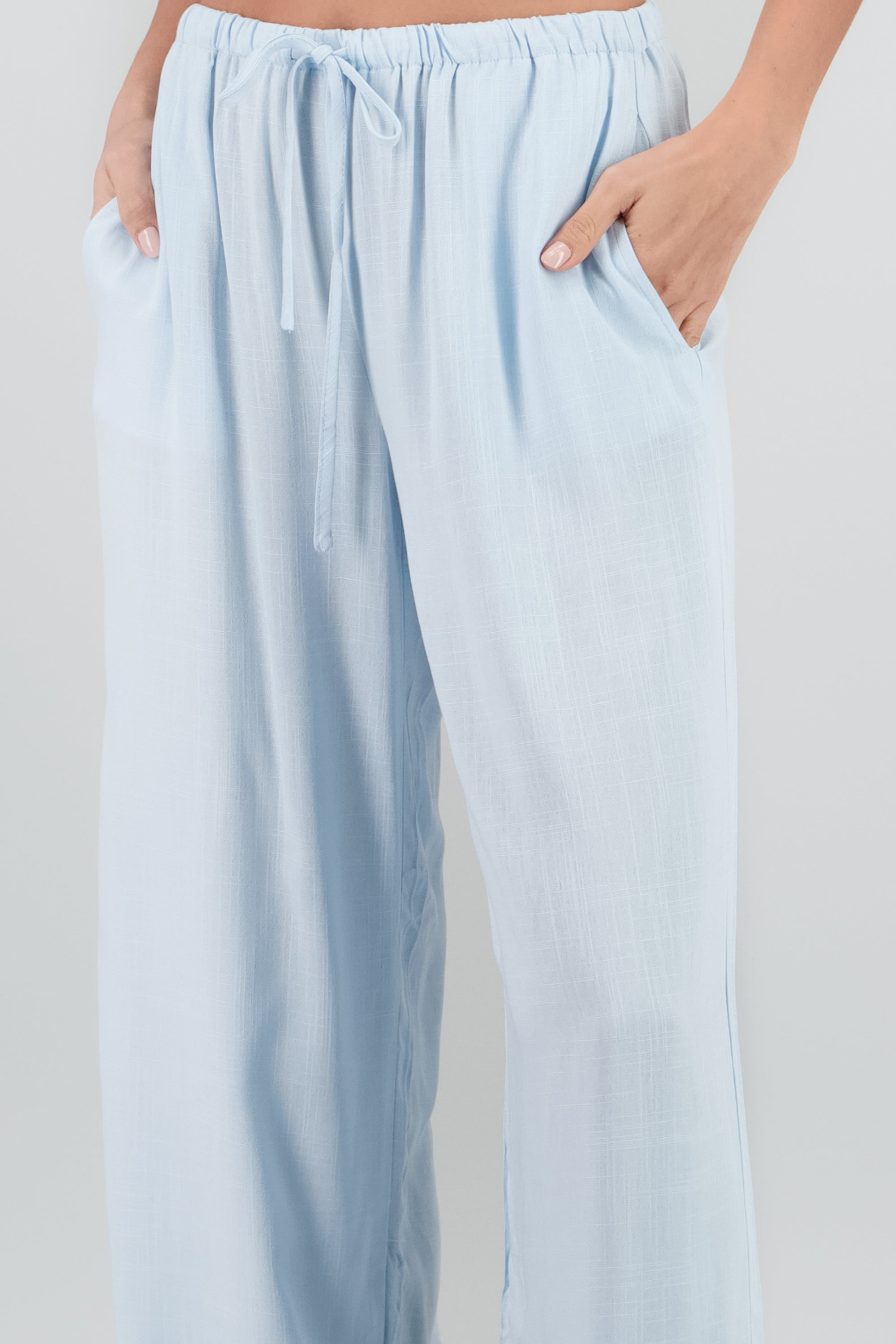 Pantalon amplio con jareta AZUL PASTEL