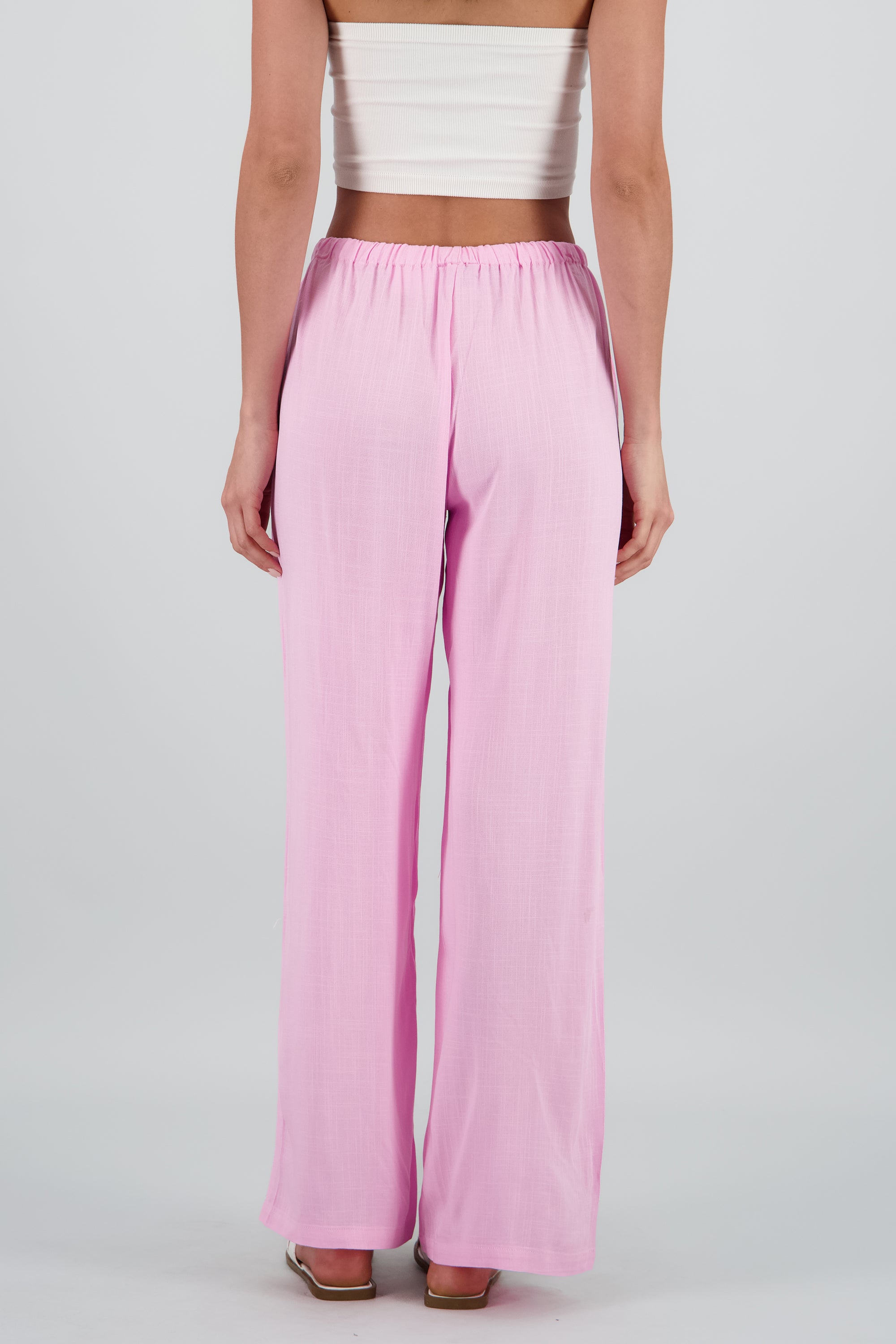 Pantalon amplio con jareta ROSA PASTEL