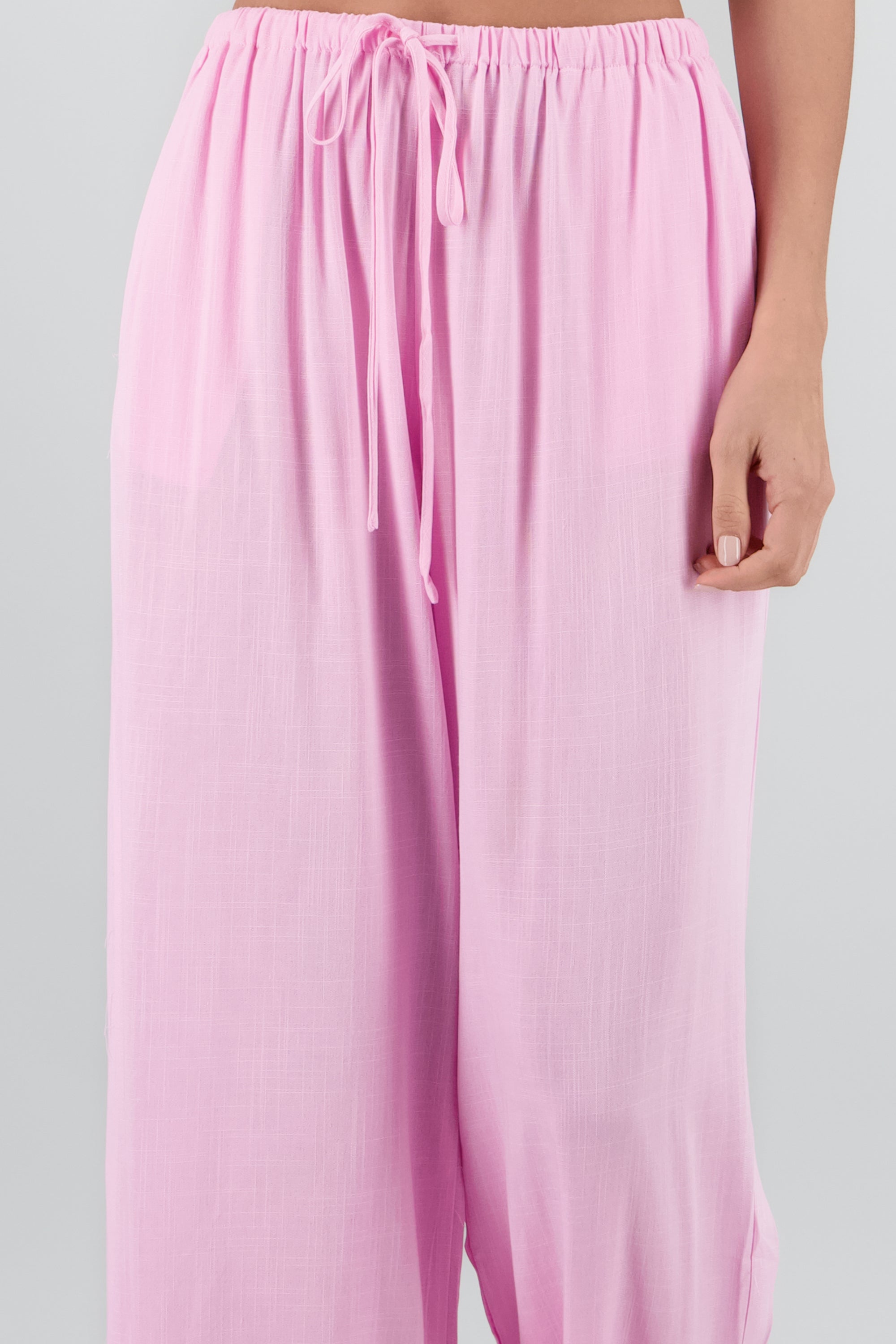 Pantalon amplio con jareta ROSA PASTEL