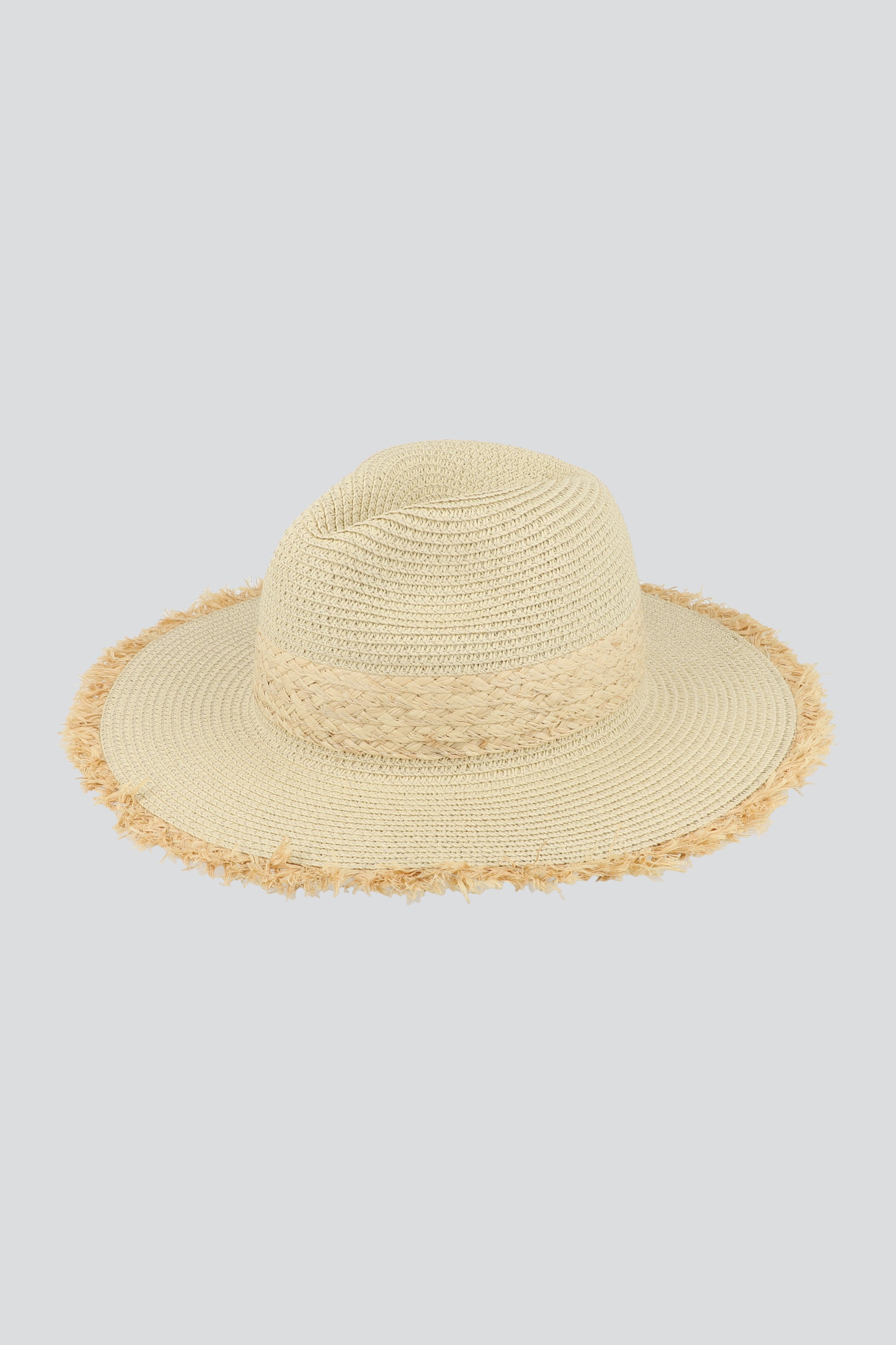 Sombrero panama orilla flecos HUESO