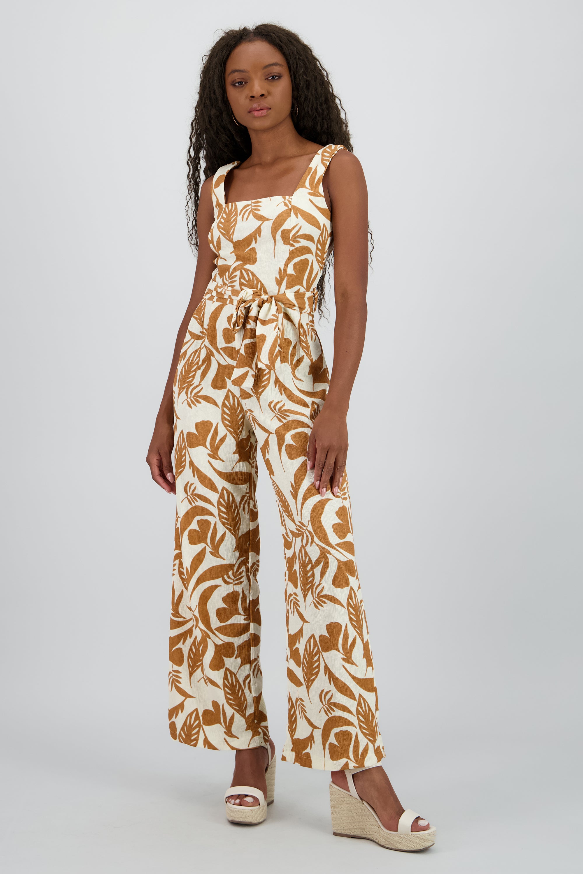 Jumpsuit tirantes estampado tropical KHAKI COMBO