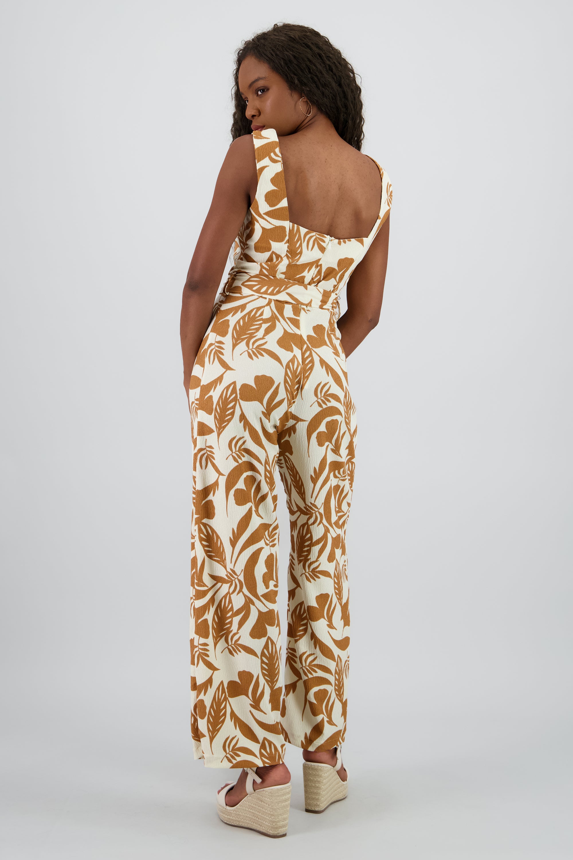 Jumpsuit tirantes estampado tropical KHAKI COMBO