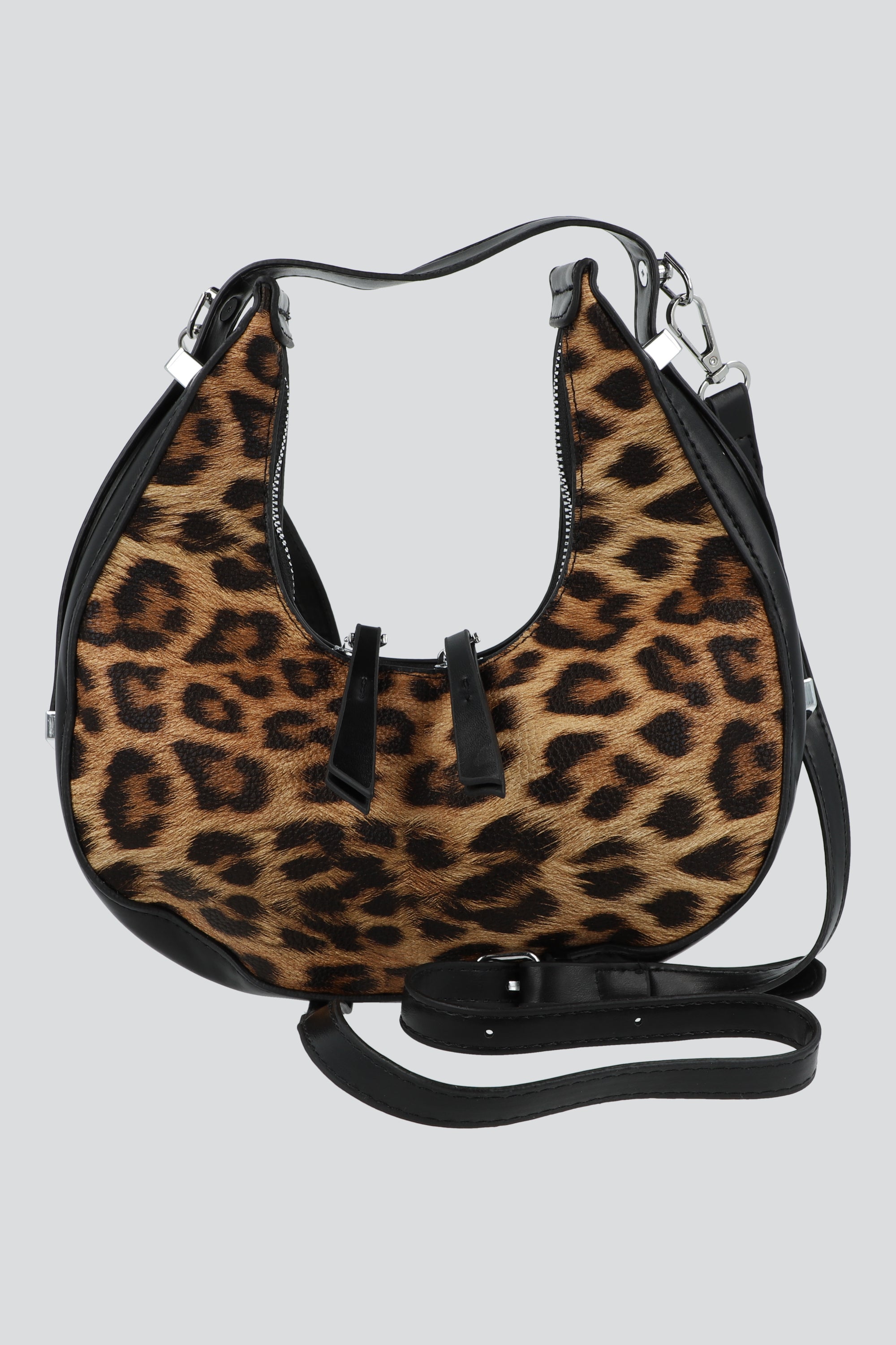 Bolsa media luna animal print NEGRO