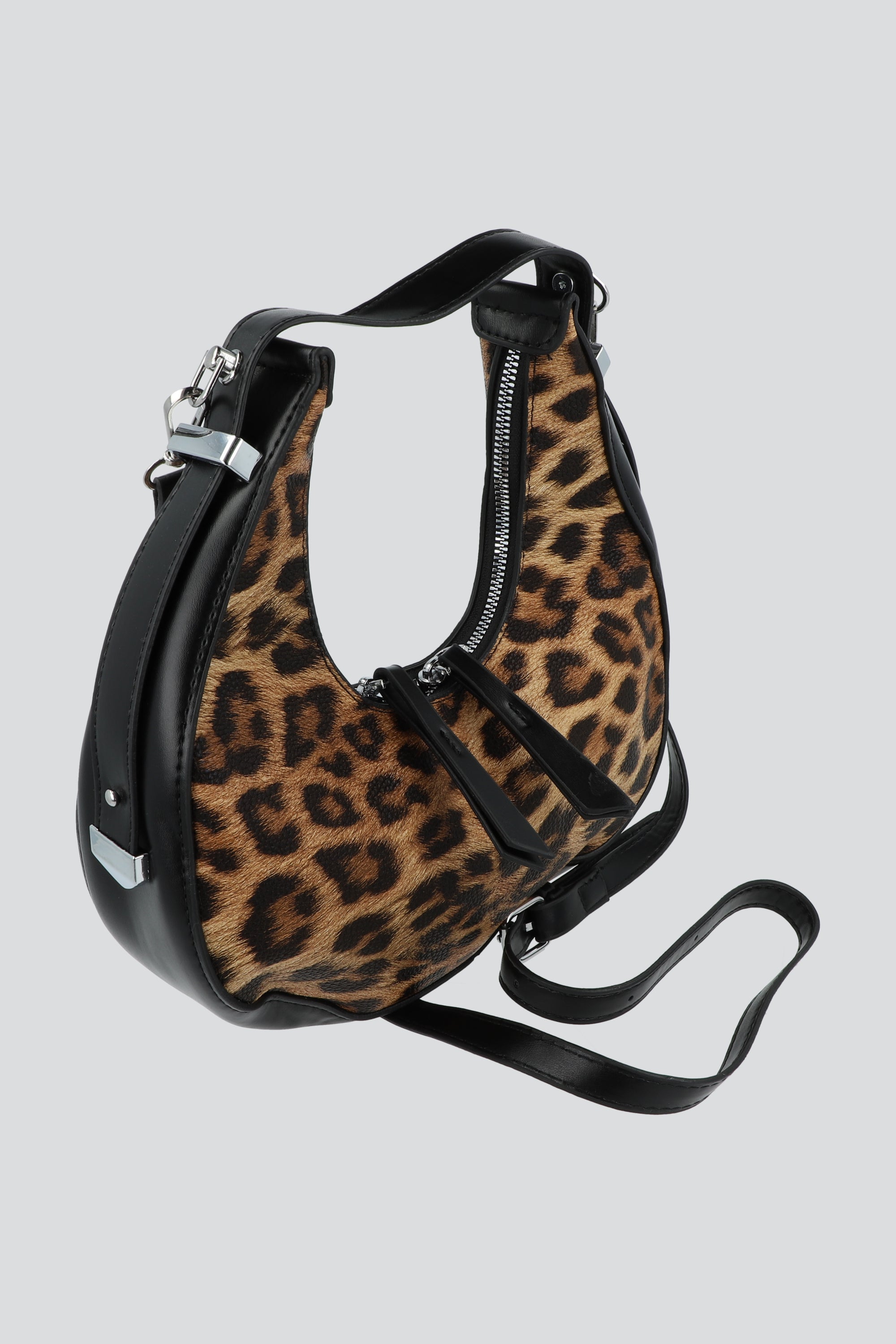 Bolsa media luna animal print NEGRO