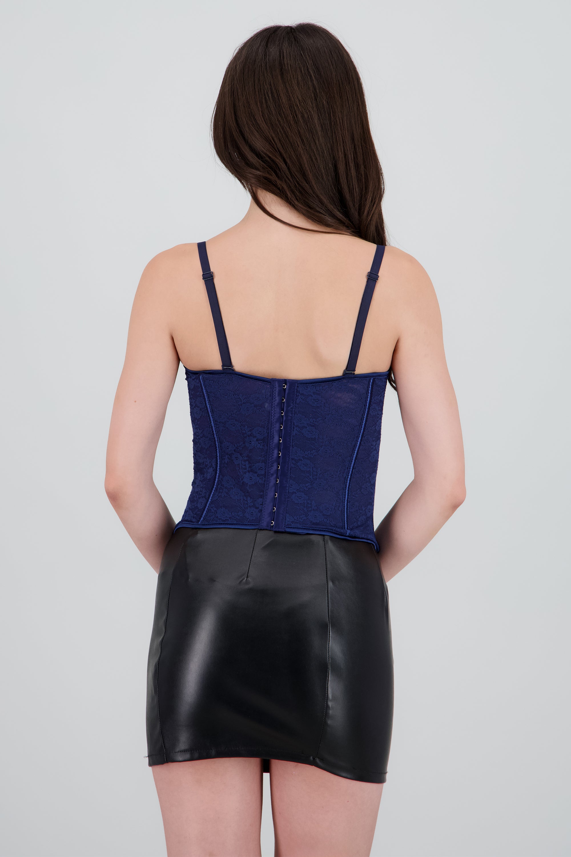 Corset copas encaje liso MARINO