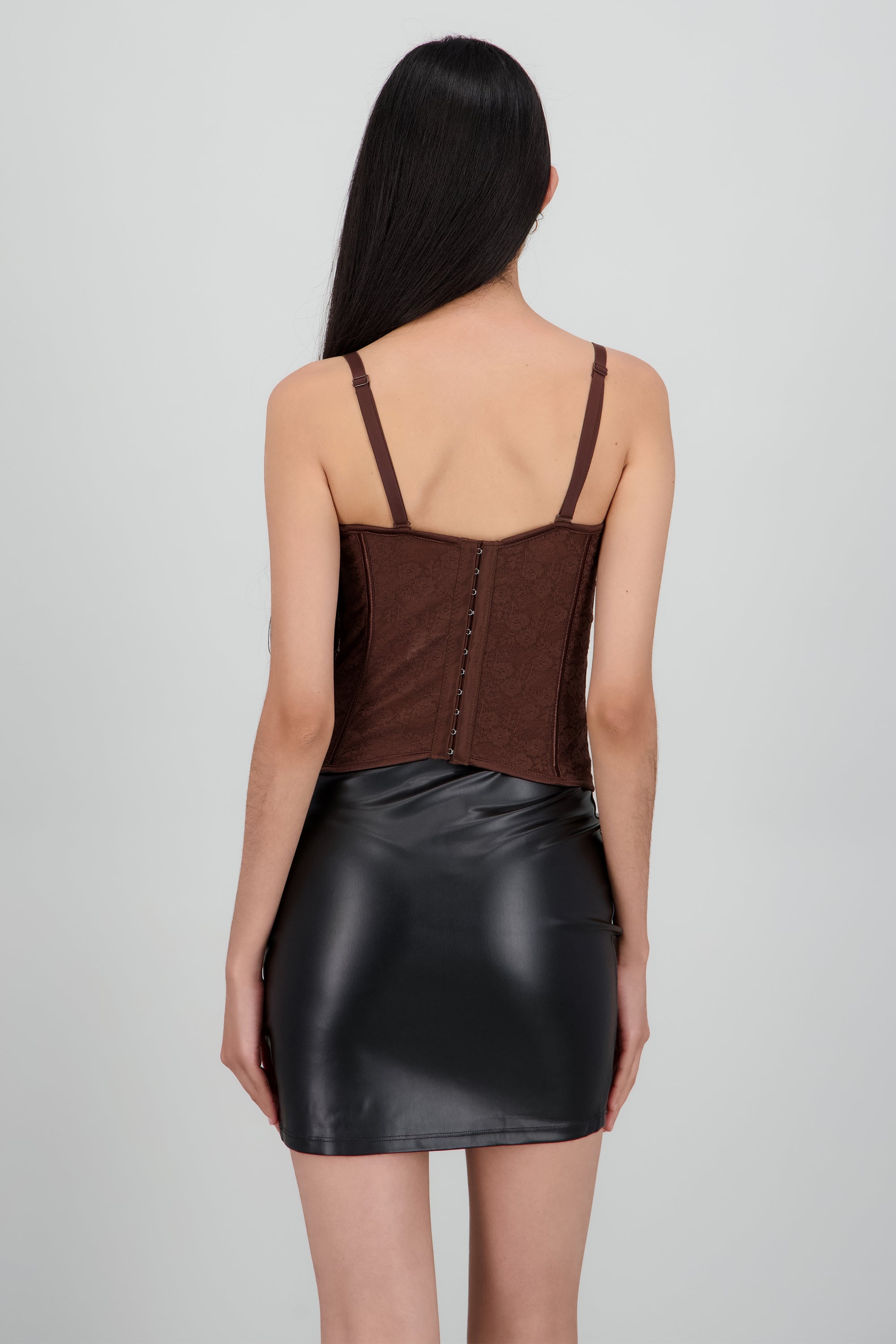 Corset copas encaje liso CHOCOLATE