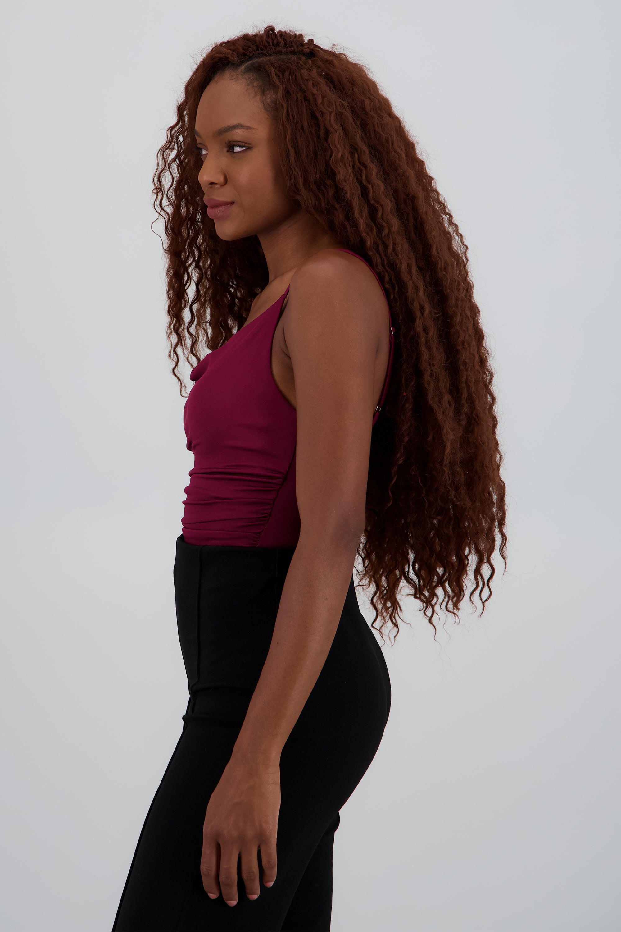 Body tirantes escote drapeado VINO