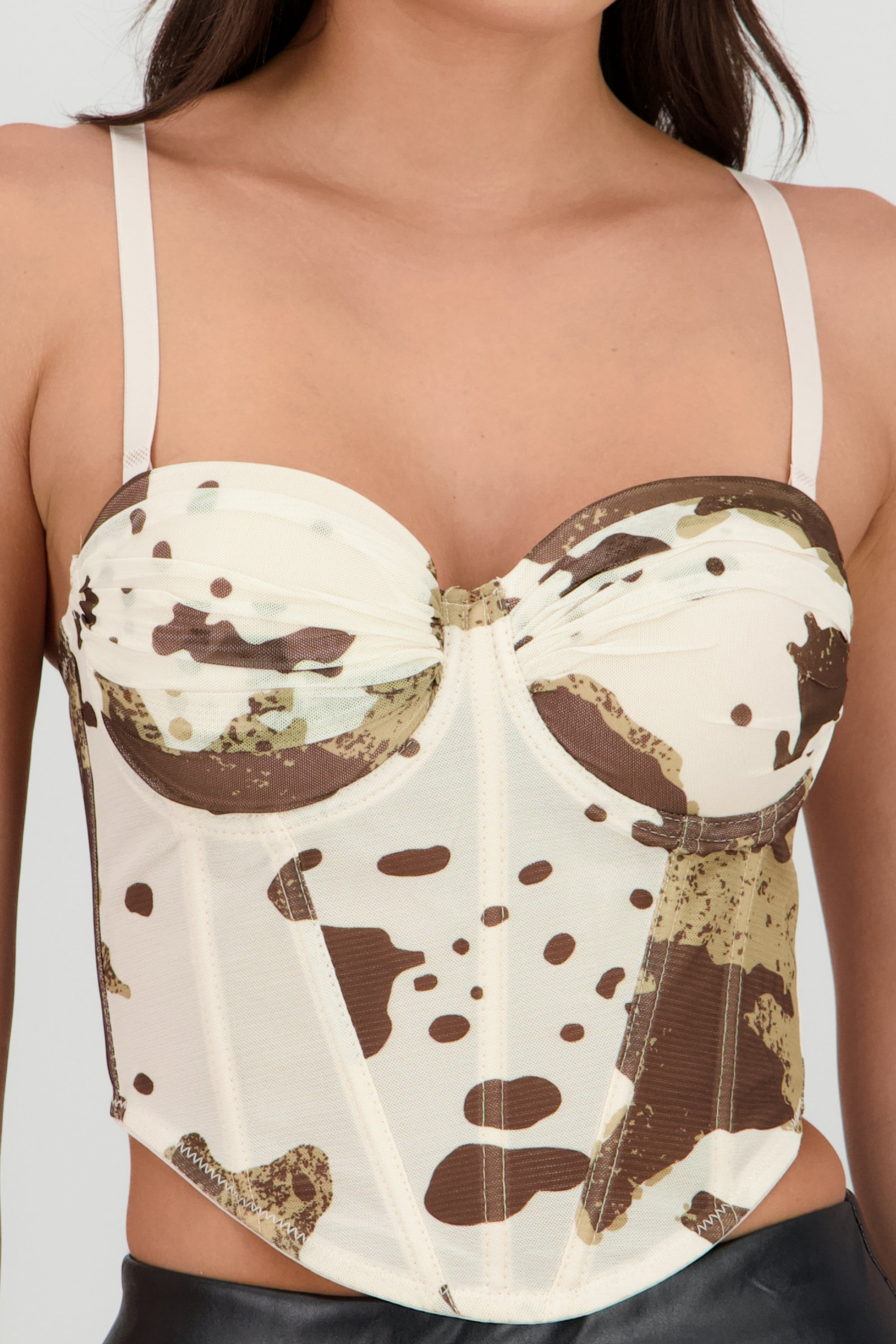 Corset copas drapeado animal print vaca CAFE COMBO