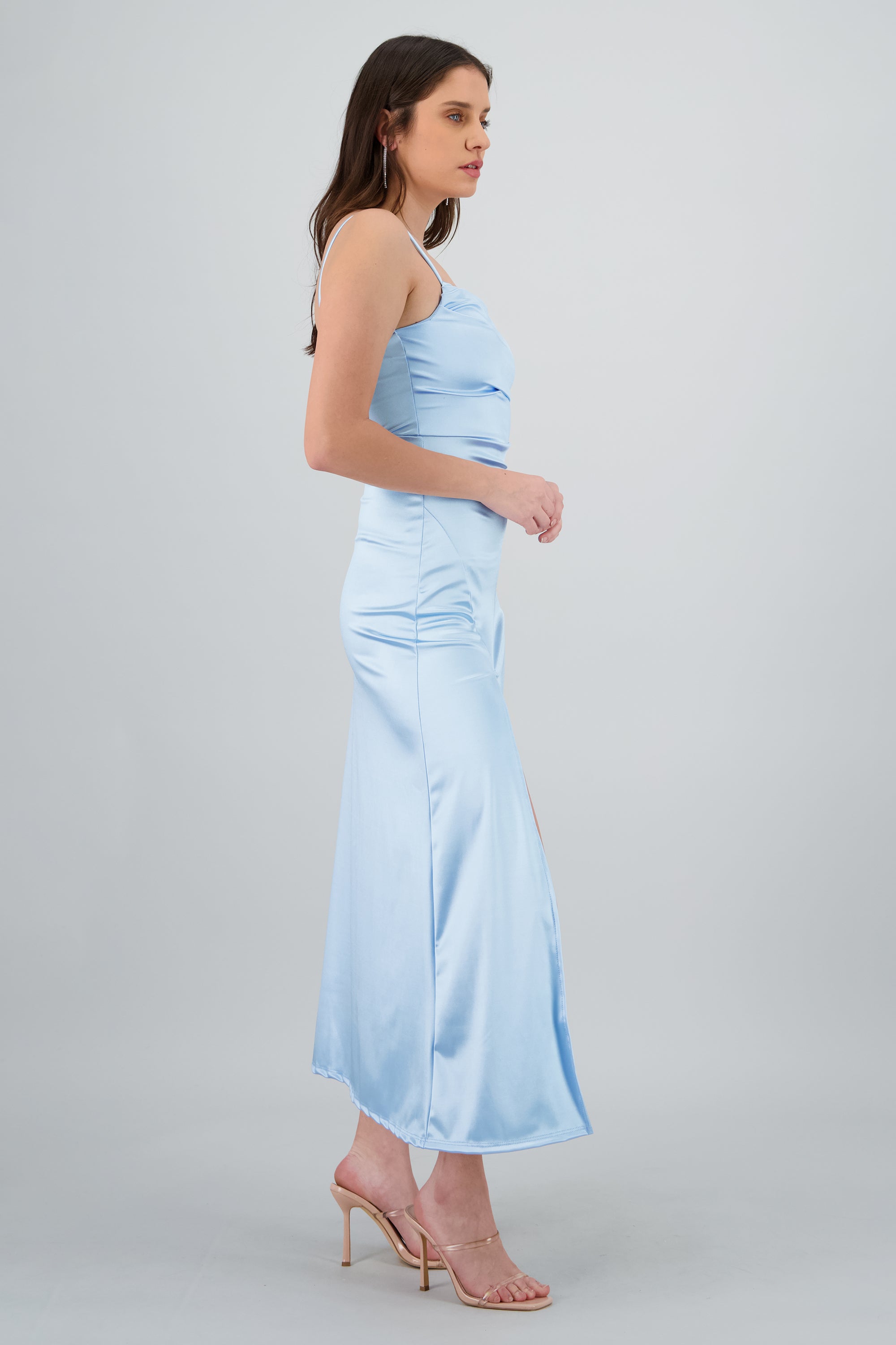 Vestido maxi satin espalda abierta AZUL PASTEL