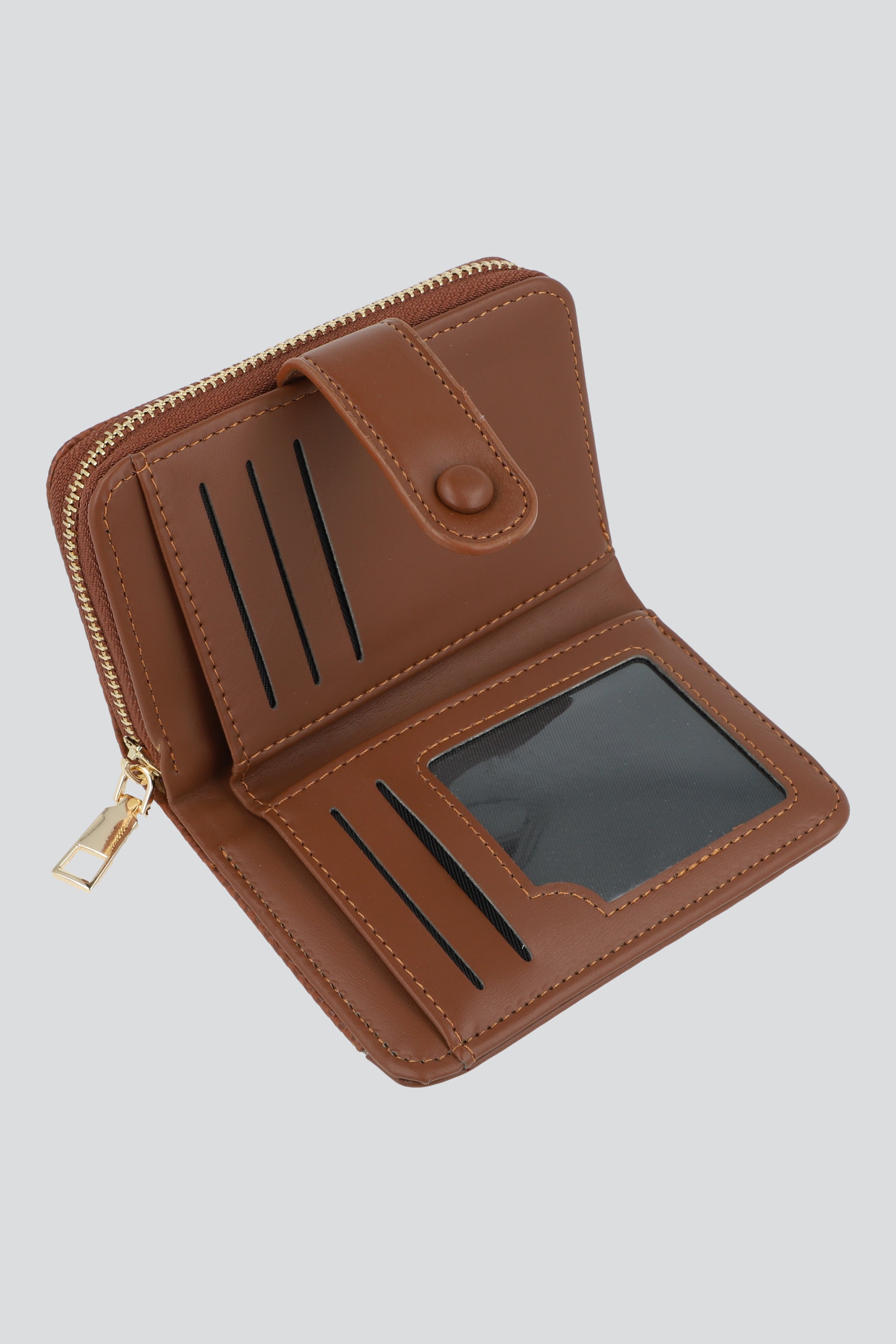 Cartera boton croco CAFE