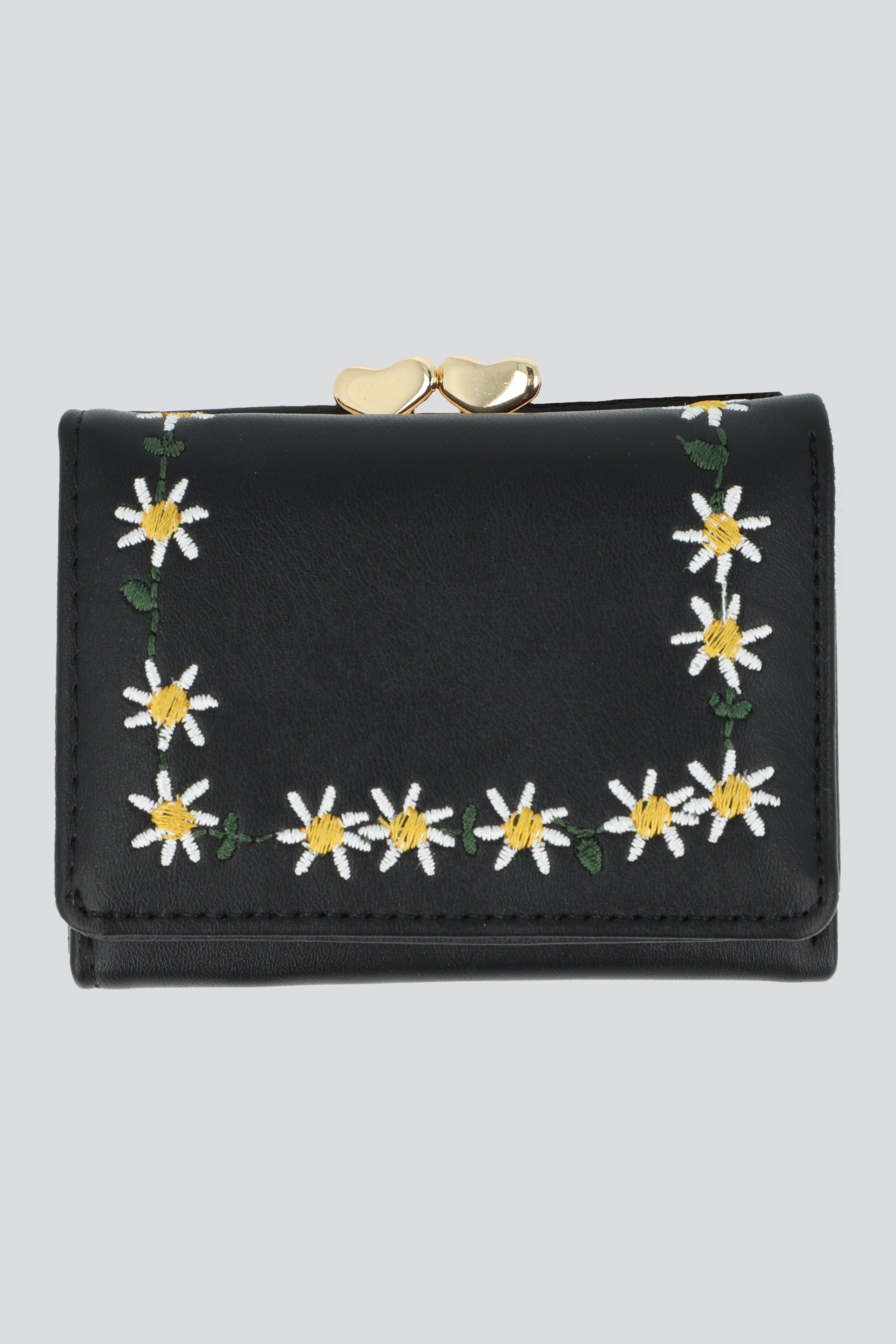 Cartera margaritas bordadas NEGRO