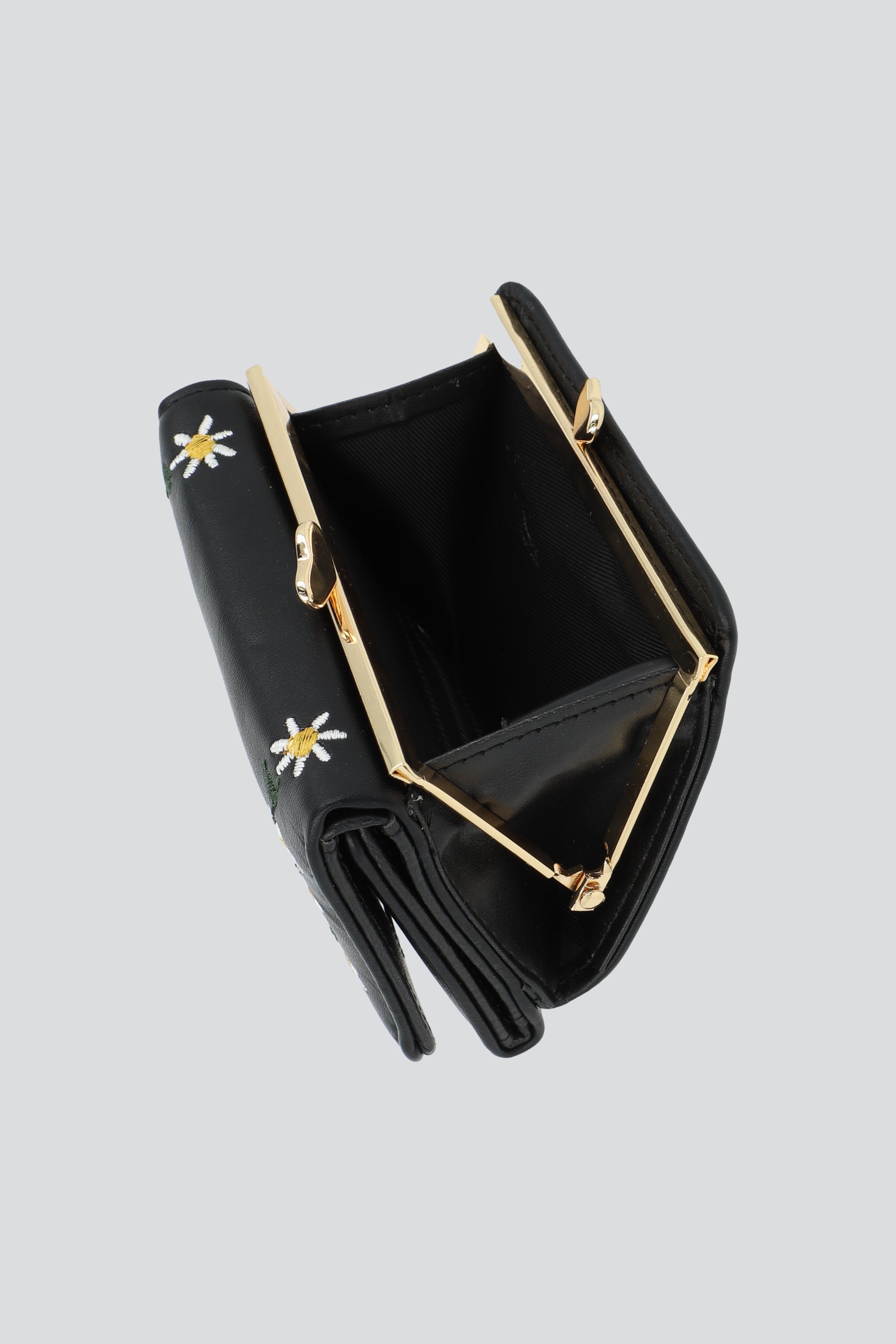 Cartera margaritas bordadas NEGRO