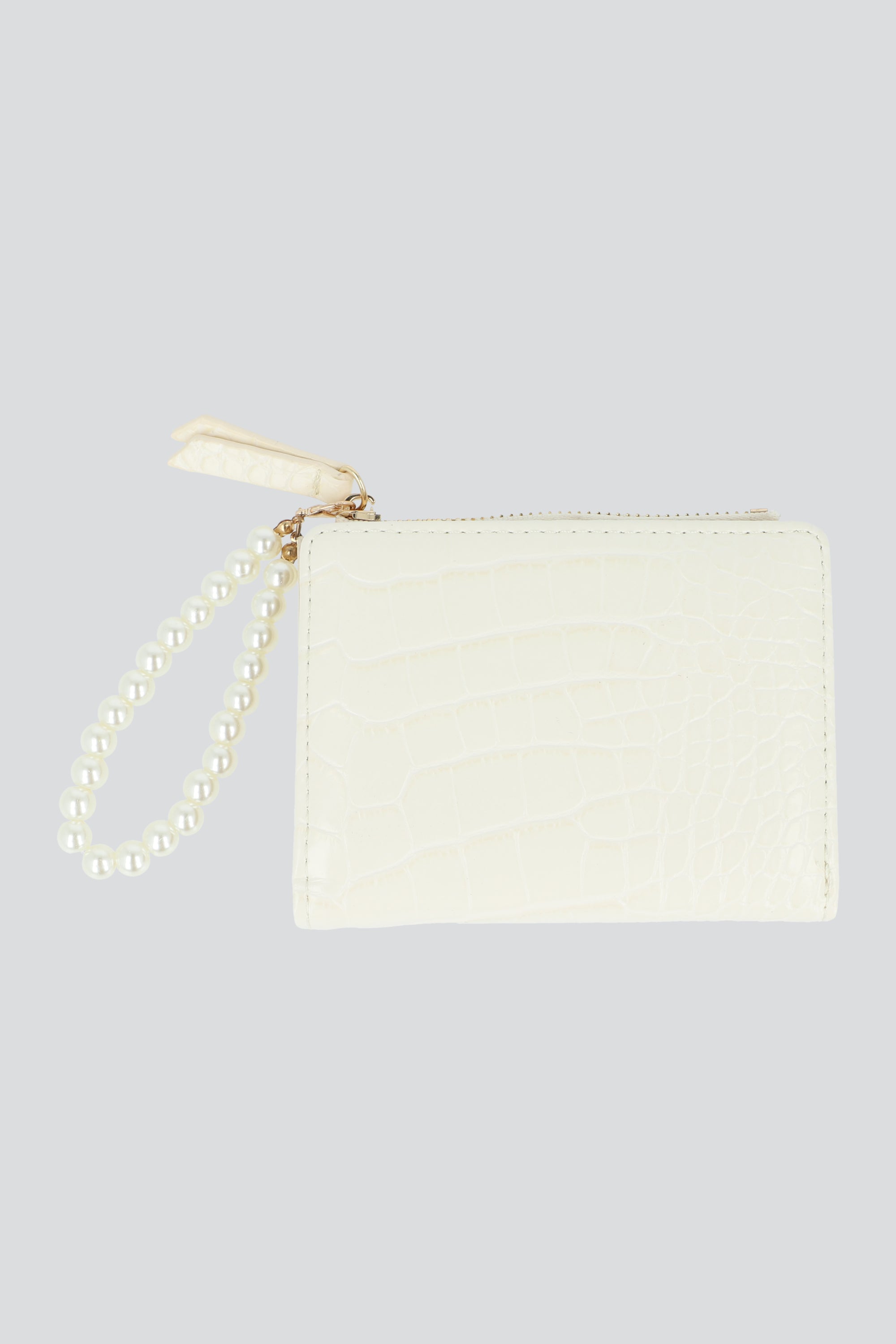 Cartera croco charm perlas BLANCO