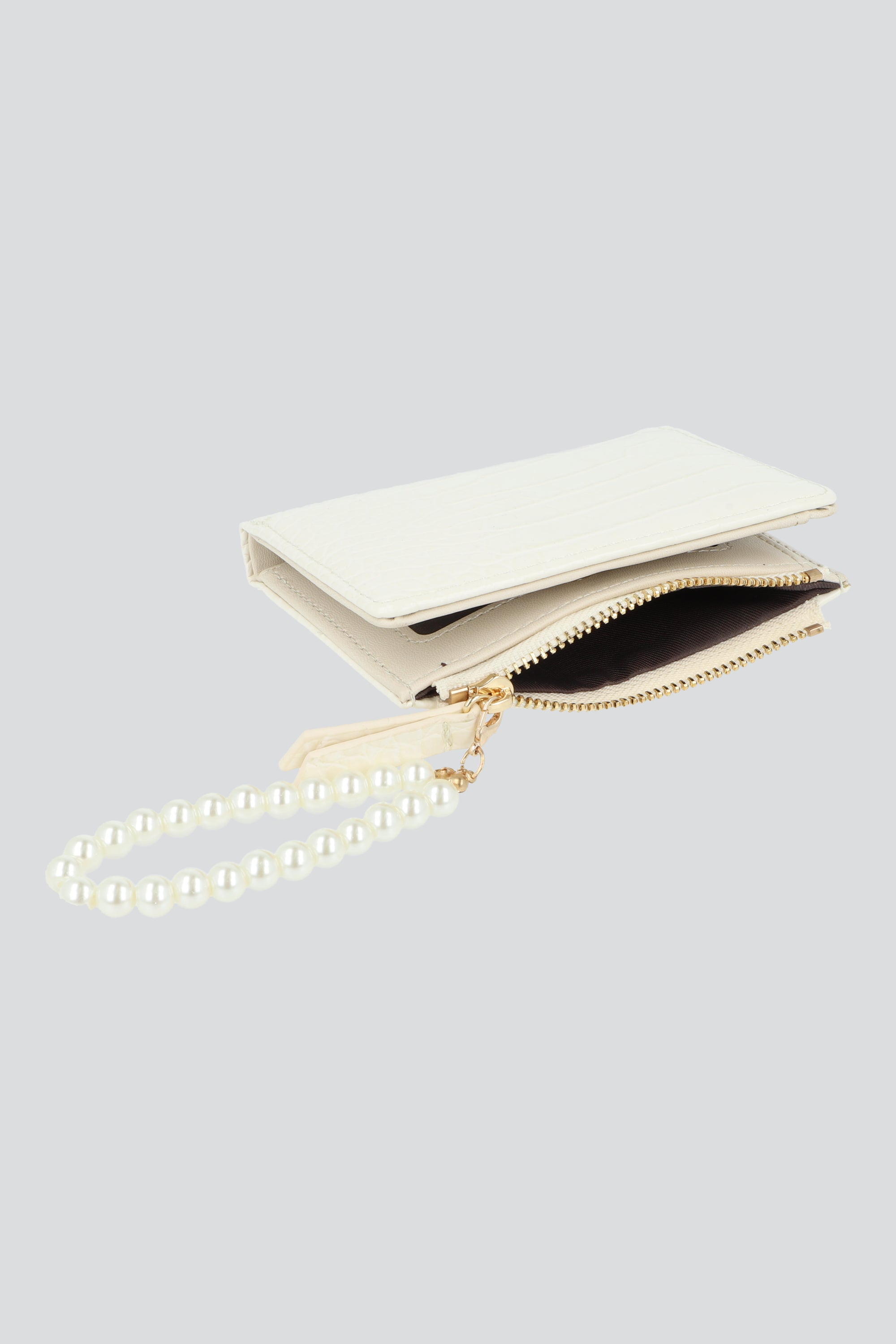 Cartera croco charm perlas BLANCO