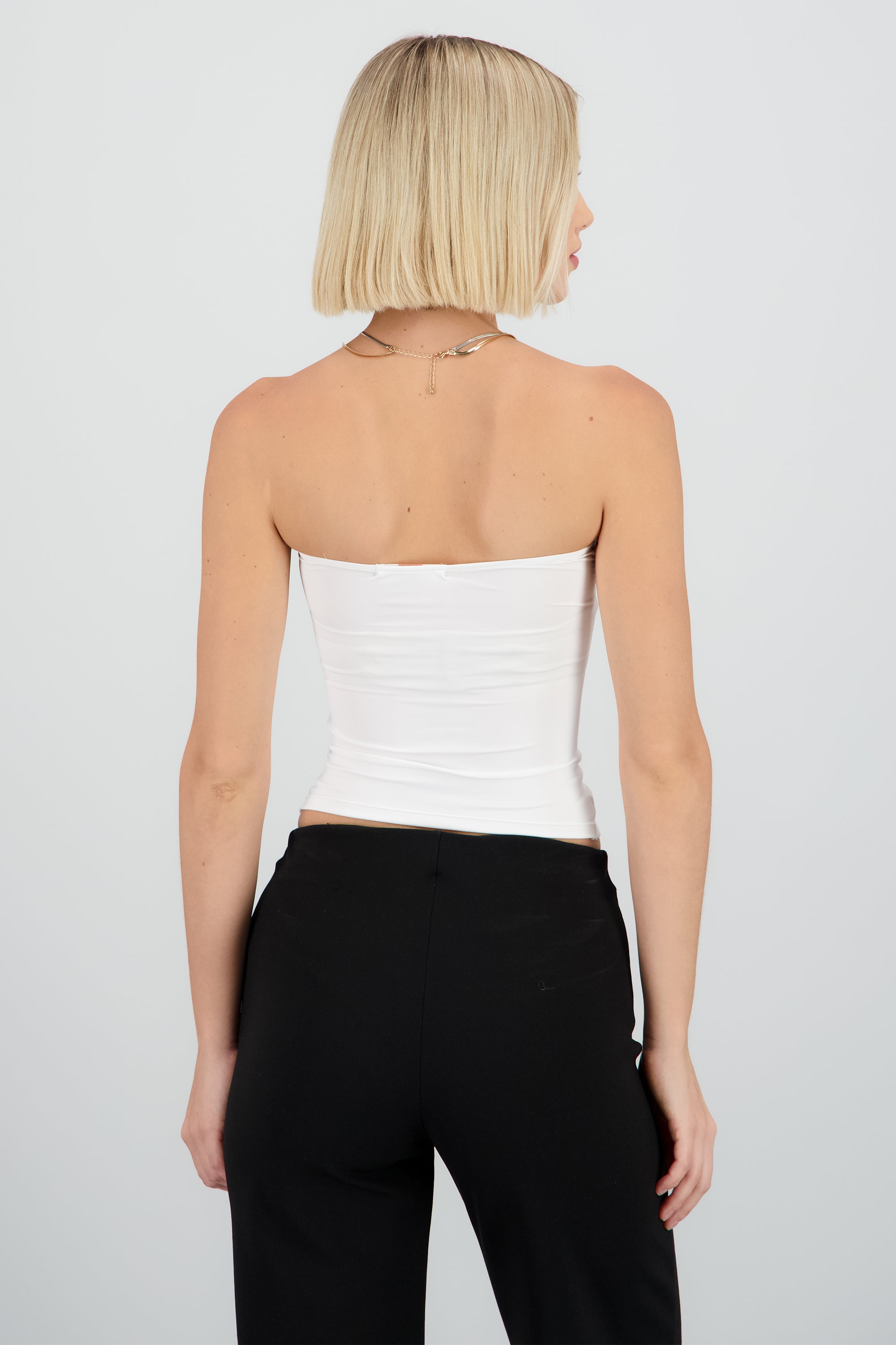 Top tubo liso doble tela CREMA