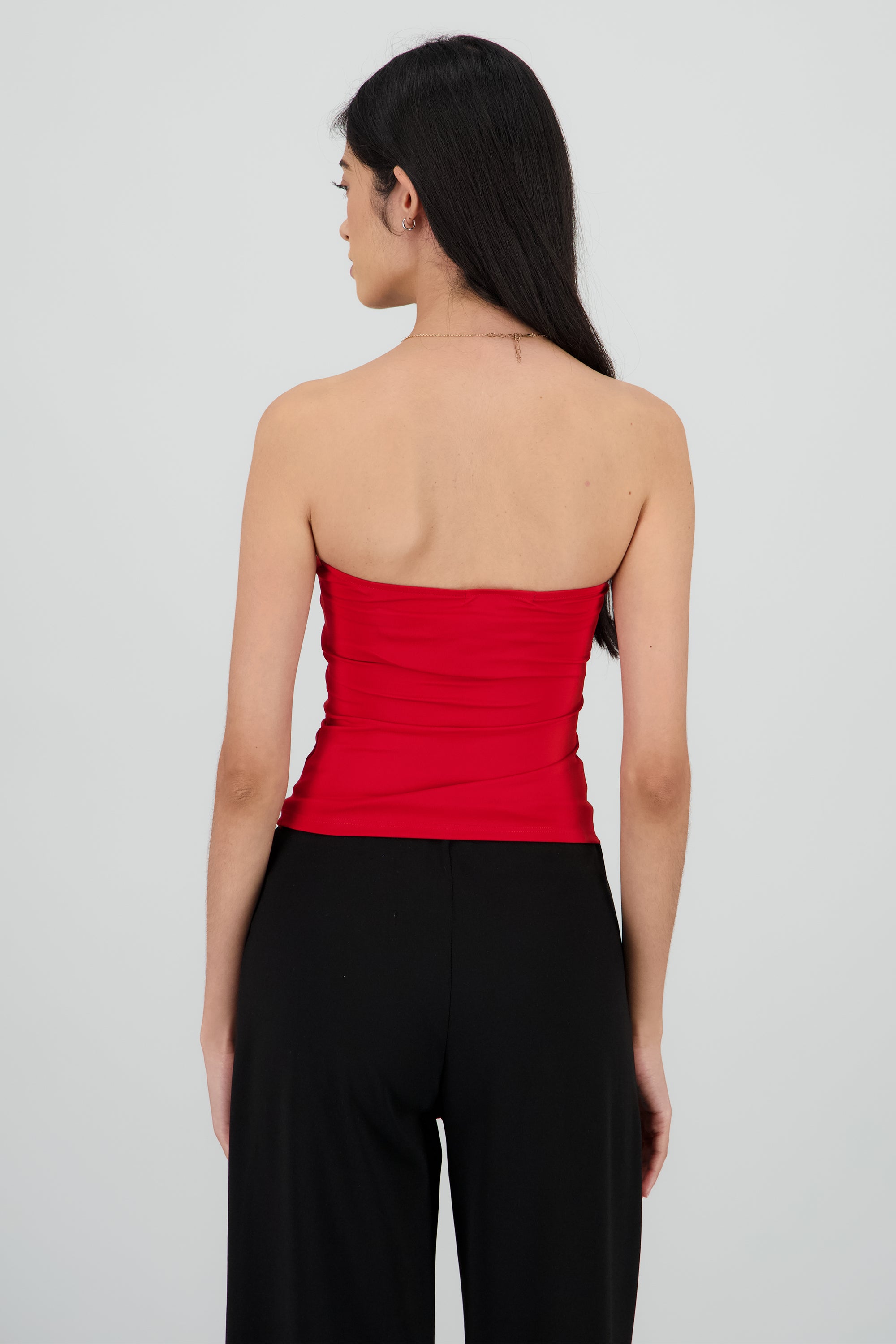 Top tubo liso doble tela ROJO QUEMADO