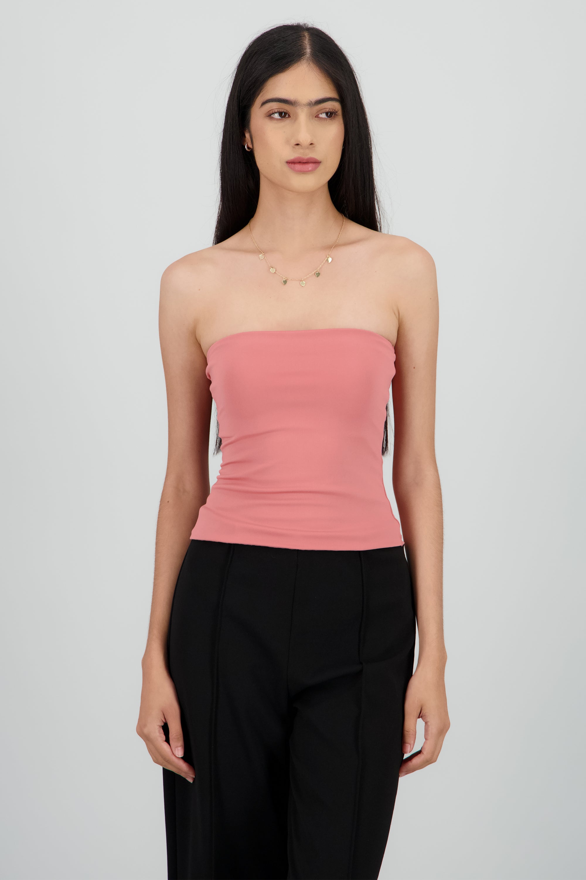 Top tubo liso doble tela PALO DE ROSA