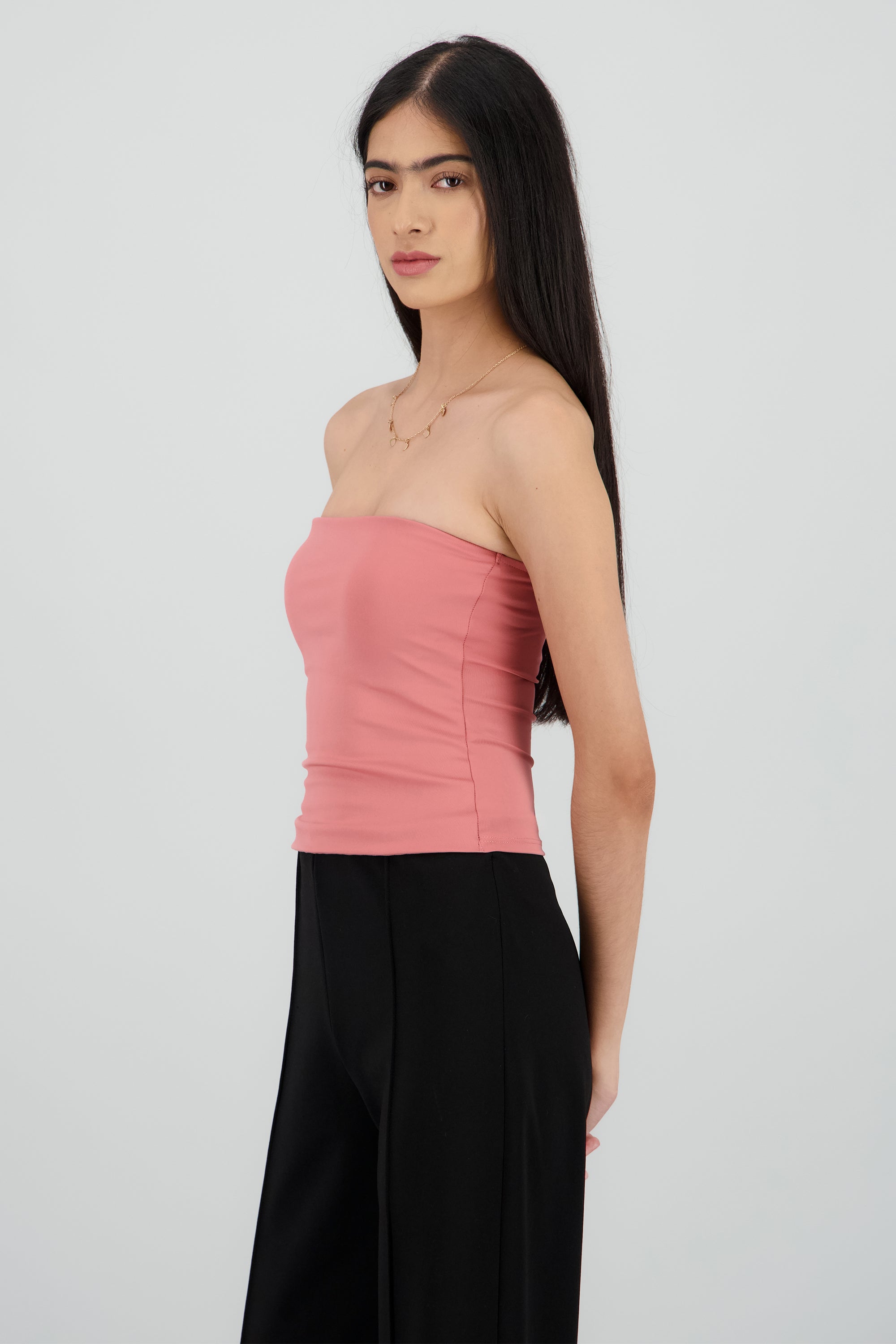 Top tubo liso doble tela PALO DE ROSA