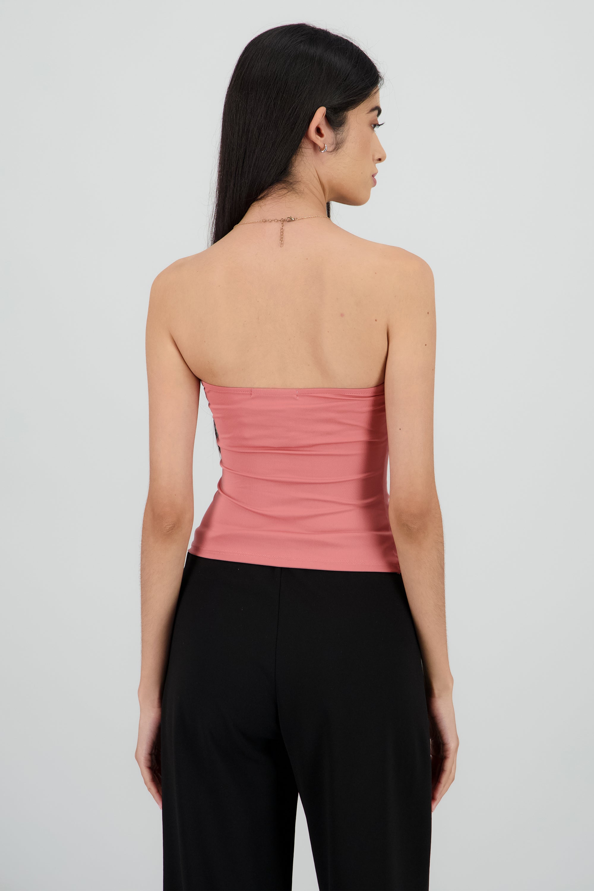 Top tubo liso doble tela PALO DE ROSA