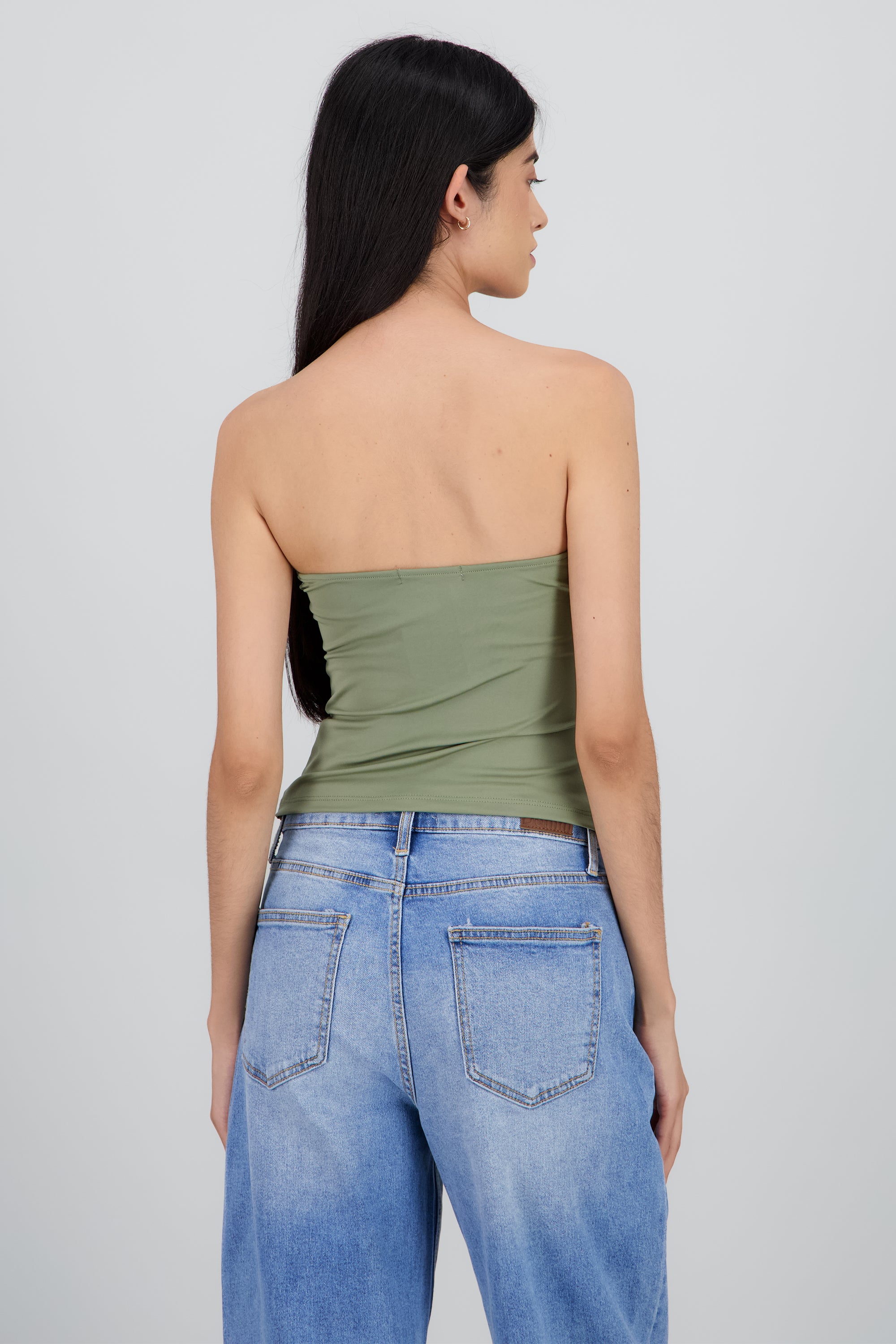 Top tubo liso doble tela OLIVO