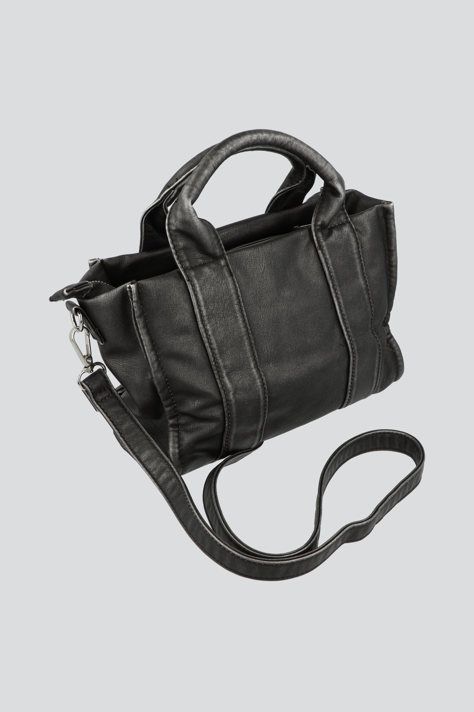Bolsa estructurada vintage pu NEGRO