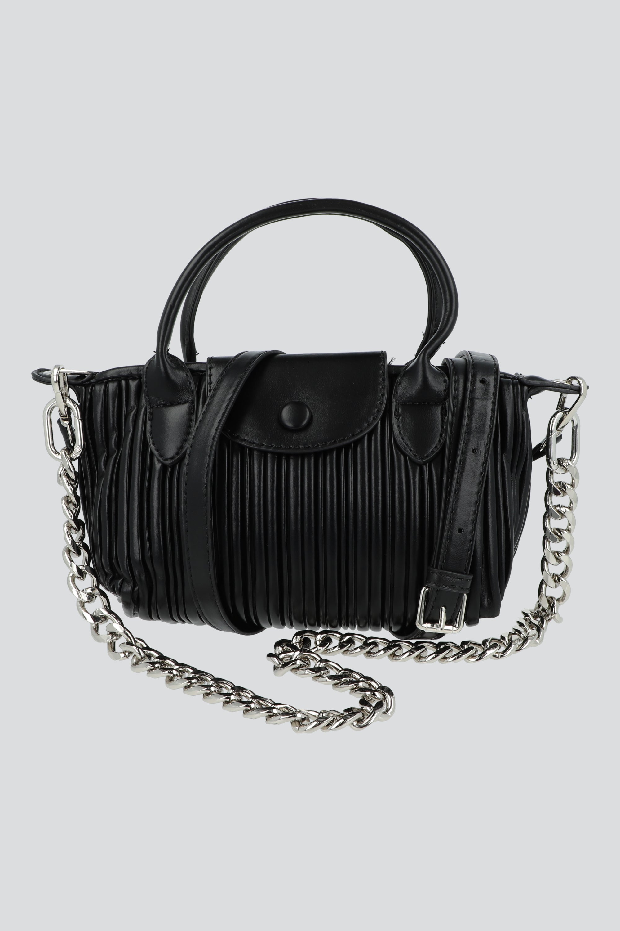 Bolsa textura pu cadena NEGRO